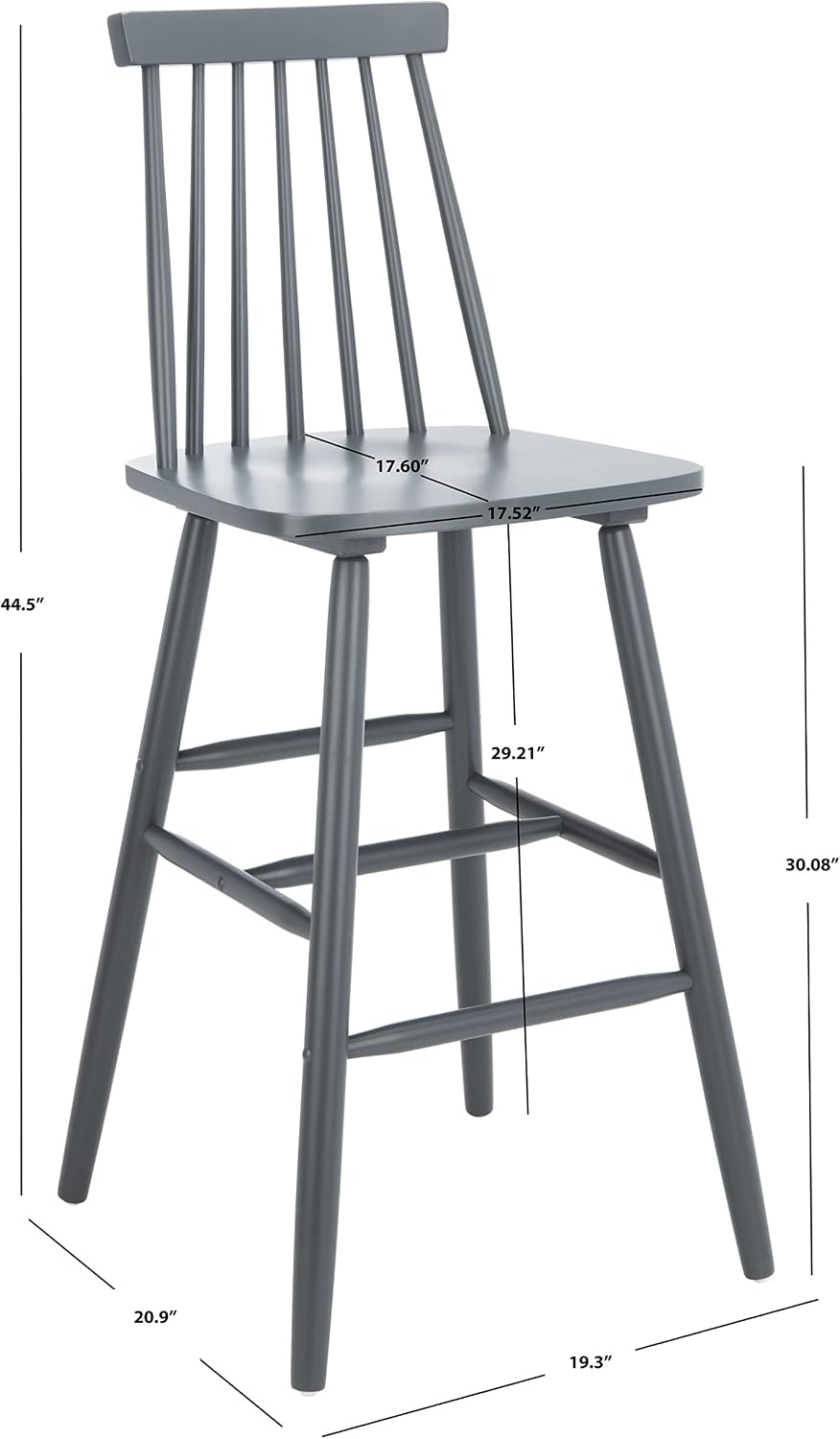 image:imageSafavieh Home Collection Beaufort Spindle Back Black 30inch Bar Stool Set of 2Grey