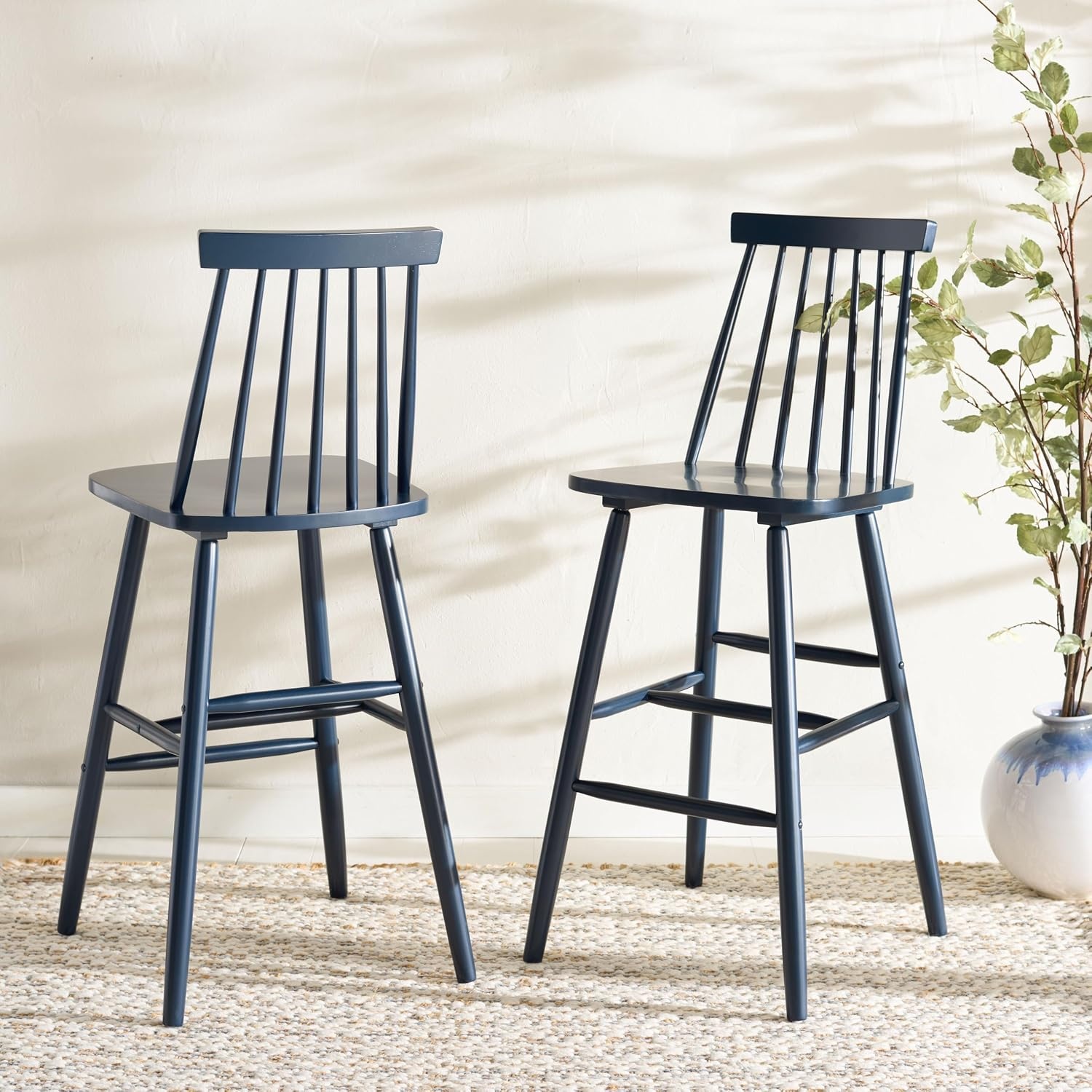 image:imageSafavieh Home Collection Beaufort Spindle Back Black 30inch Bar Stool Set of 2Navy