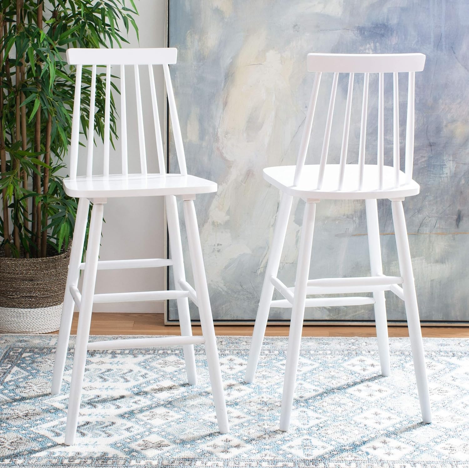 image:imageSafavieh Home Collection Beaufort Spindle Back Black 30inch Bar Stool Set of 2White
