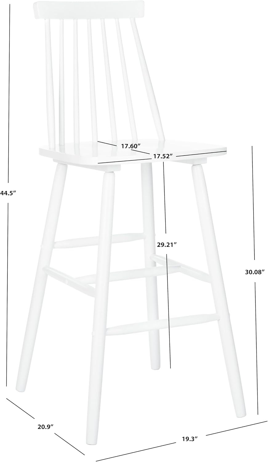 image:imageSafavieh Home Collection Beaufort Spindle Back Black 30inch Bar Stool Set of 2White