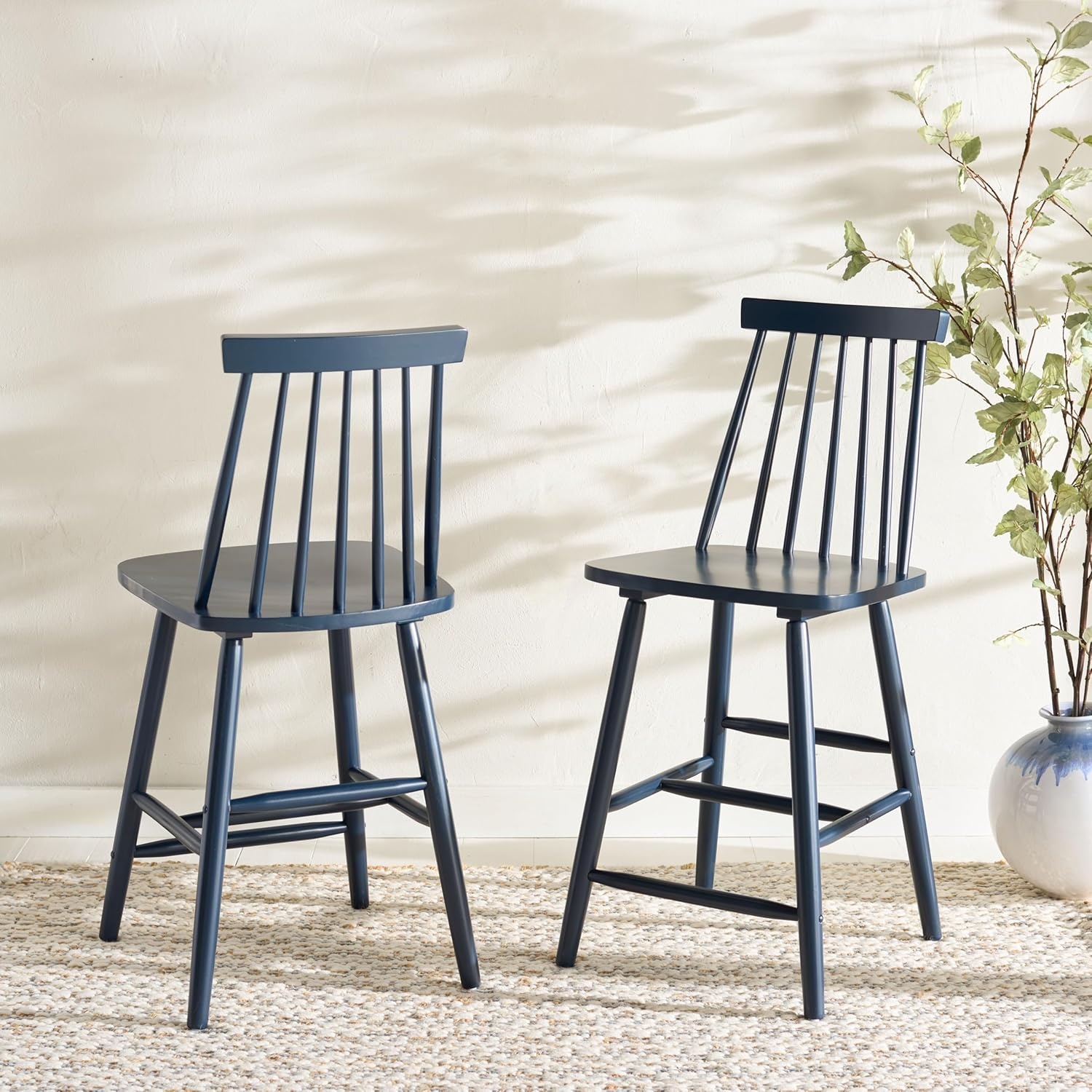 image:imageSafavieh Home Collection Beaufort Spindle Back Black Counter 24inch Stool Set of 2Navy
