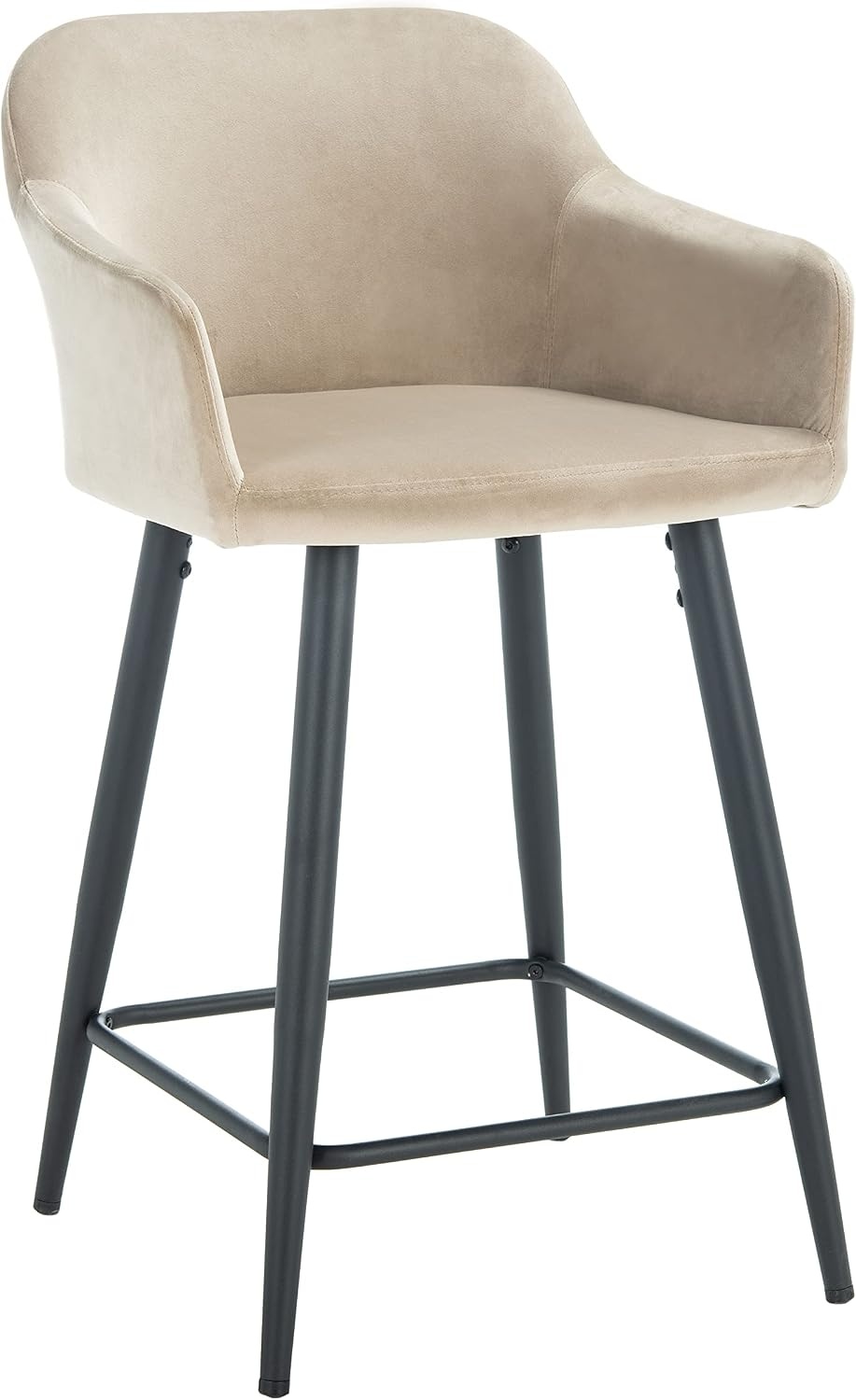 image:imageSafavieh Home Collection Cataleya Denim Blue VelvetBlack 24inch Counter StoolTaupeBlack