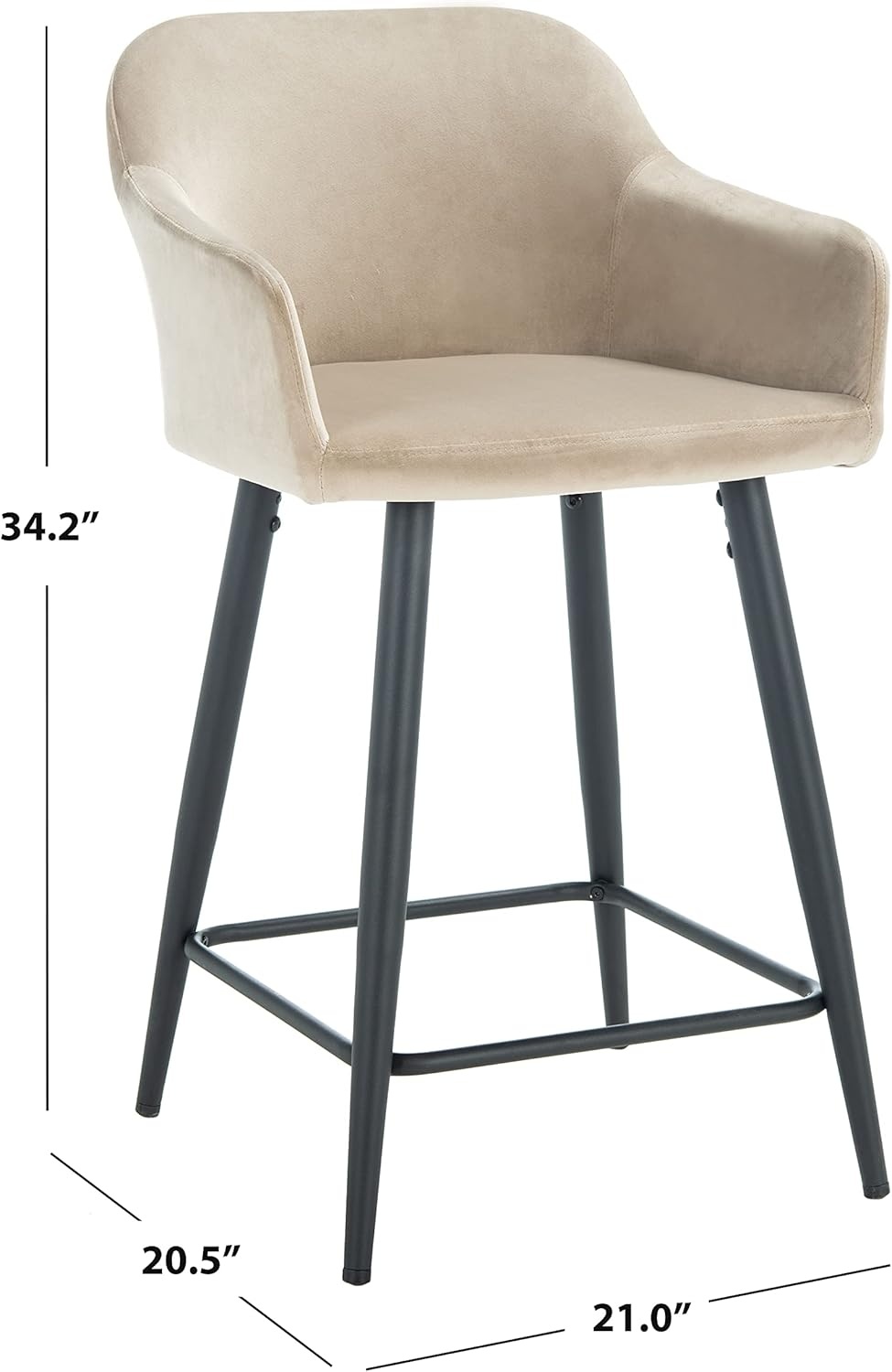 image:imageSafavieh Home Collection Cataleya Denim Blue VelvetBlack 24inch Counter StoolTaupeBlack
