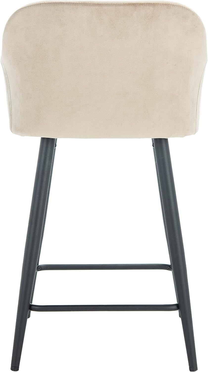 image:imageSafavieh Home Collection Cataleya Denim Blue VelvetBlack 24inch Counter StoolTaupeBlack