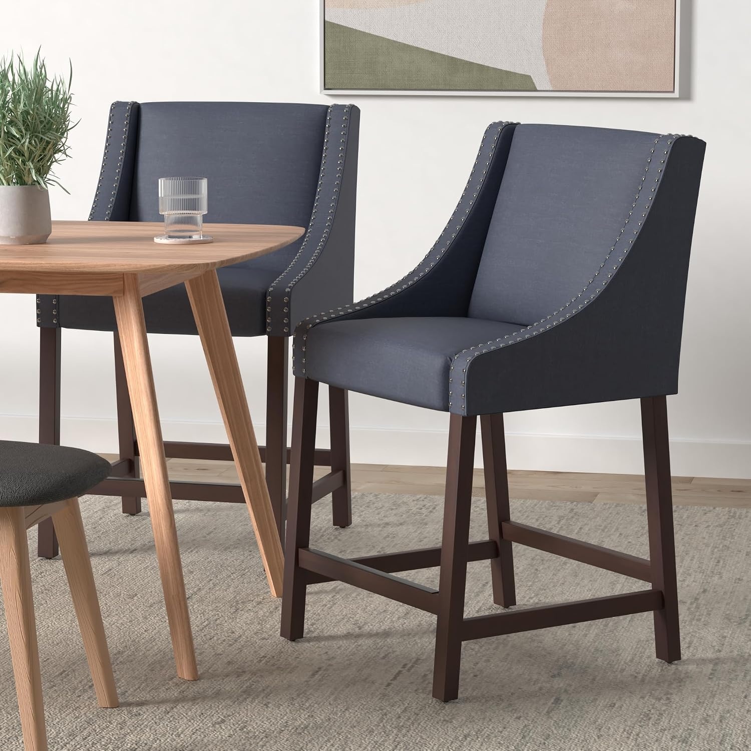 image:imageSafavieh Home Collection Dylan Navy and Espresso Counter StoolNavy