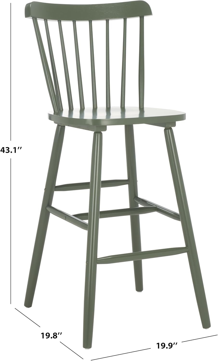 image:imageSafavieh Home Collection Galena Spindle Back Natural Bar 30inch Stool Set of 2Dusty Green