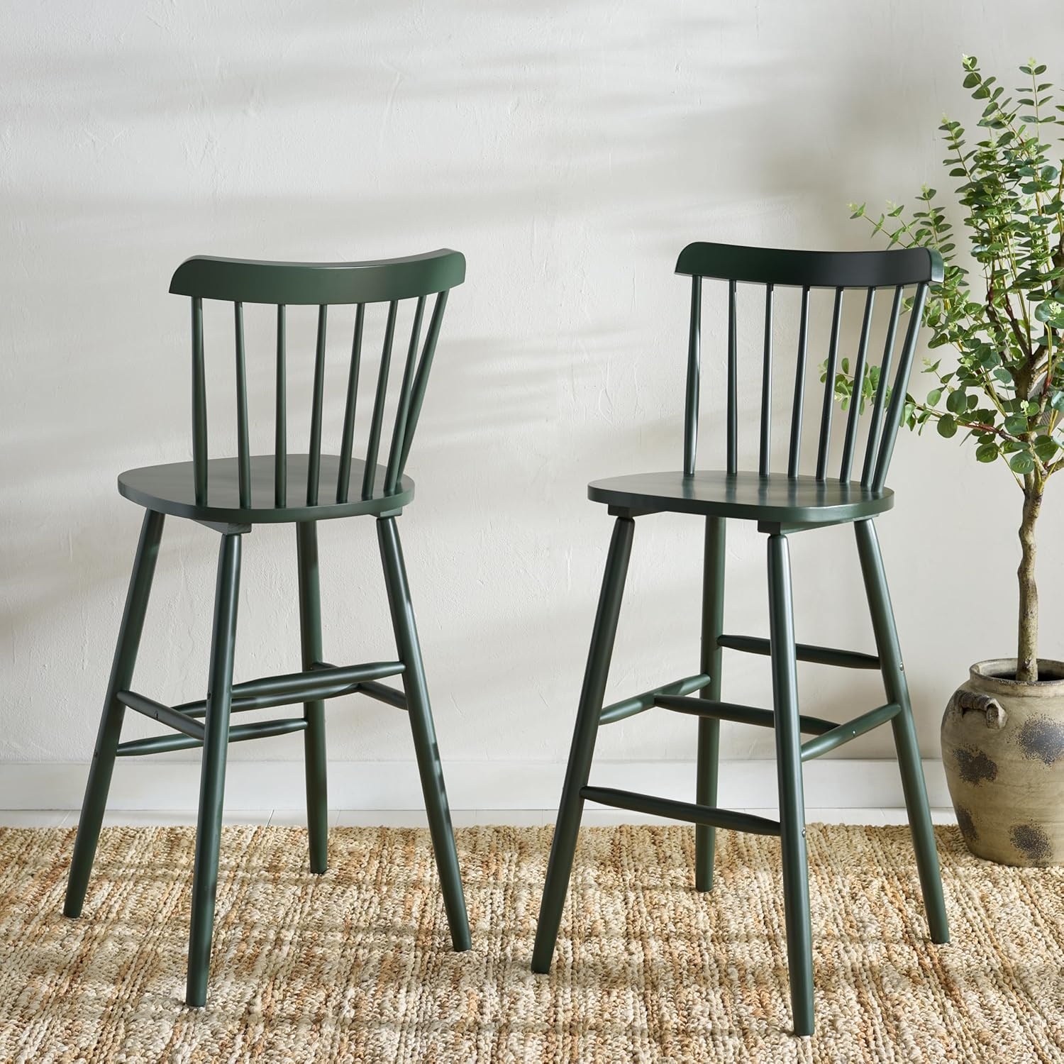 image:imageSafavieh Home Collection Galena Spindle Back Natural Bar 30inch Stool Set of 2Garden Green