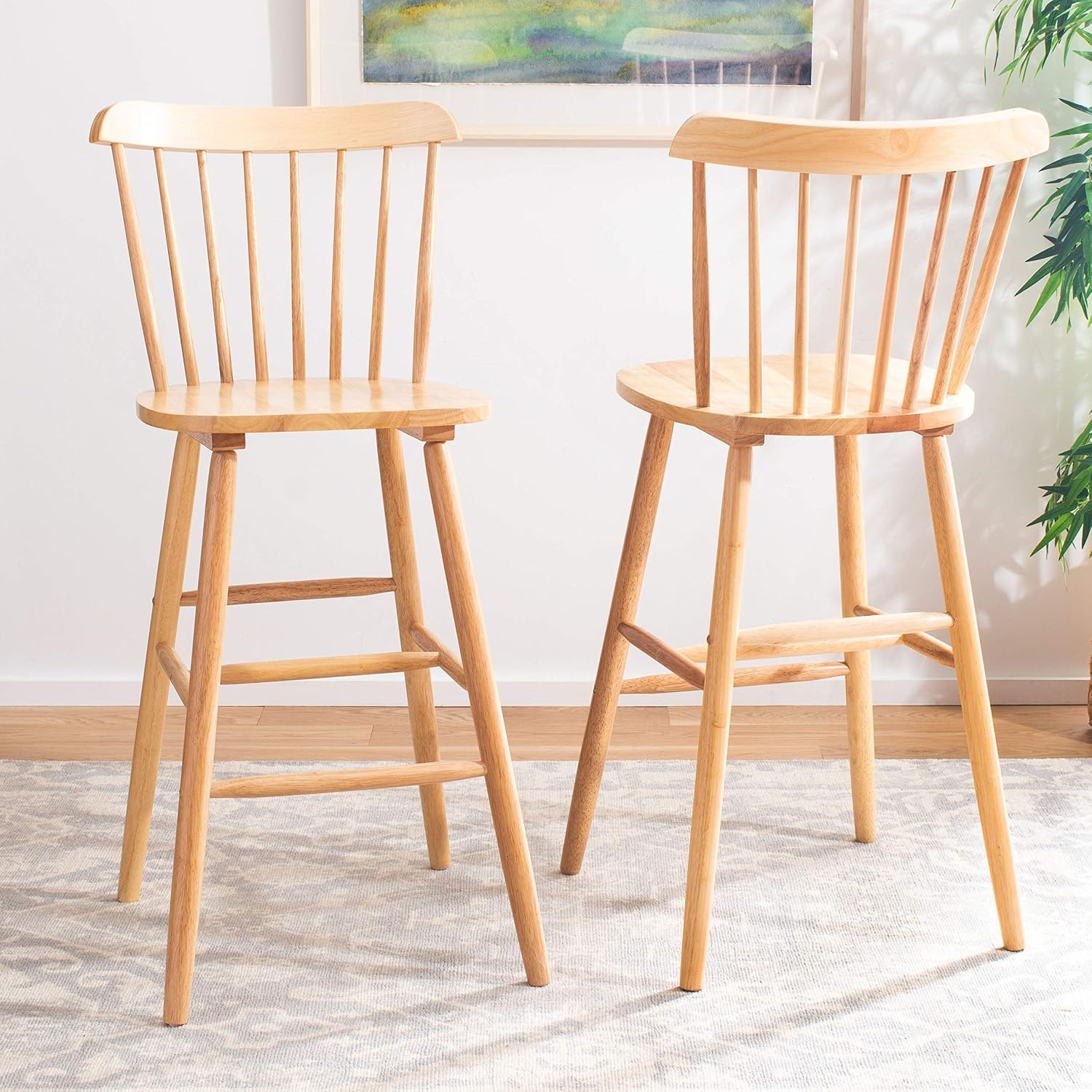 image:imageSafavieh Home Collection Galena Spindle Back Natural Bar 30inch Stool Set of 2Natural