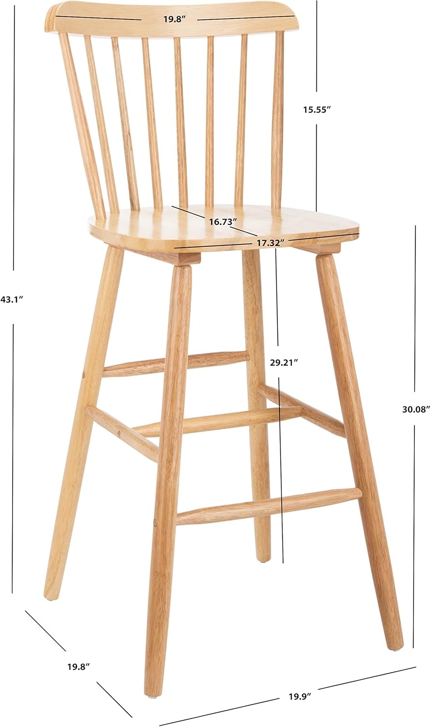 image:imageSafavieh Home Collection Galena Spindle Back Natural Bar 30inch Stool Set of 2Natural