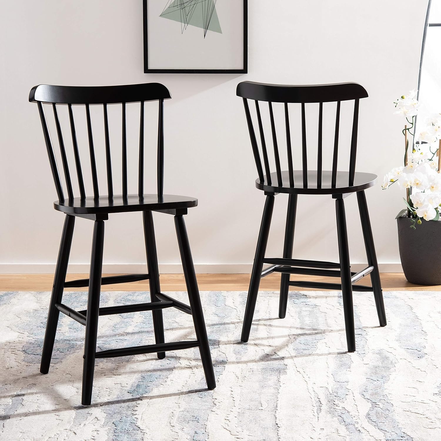 image:imageSafavieh Home Collection Galena Spindle Back Natural Counter 24inch Stool Set of 2Black