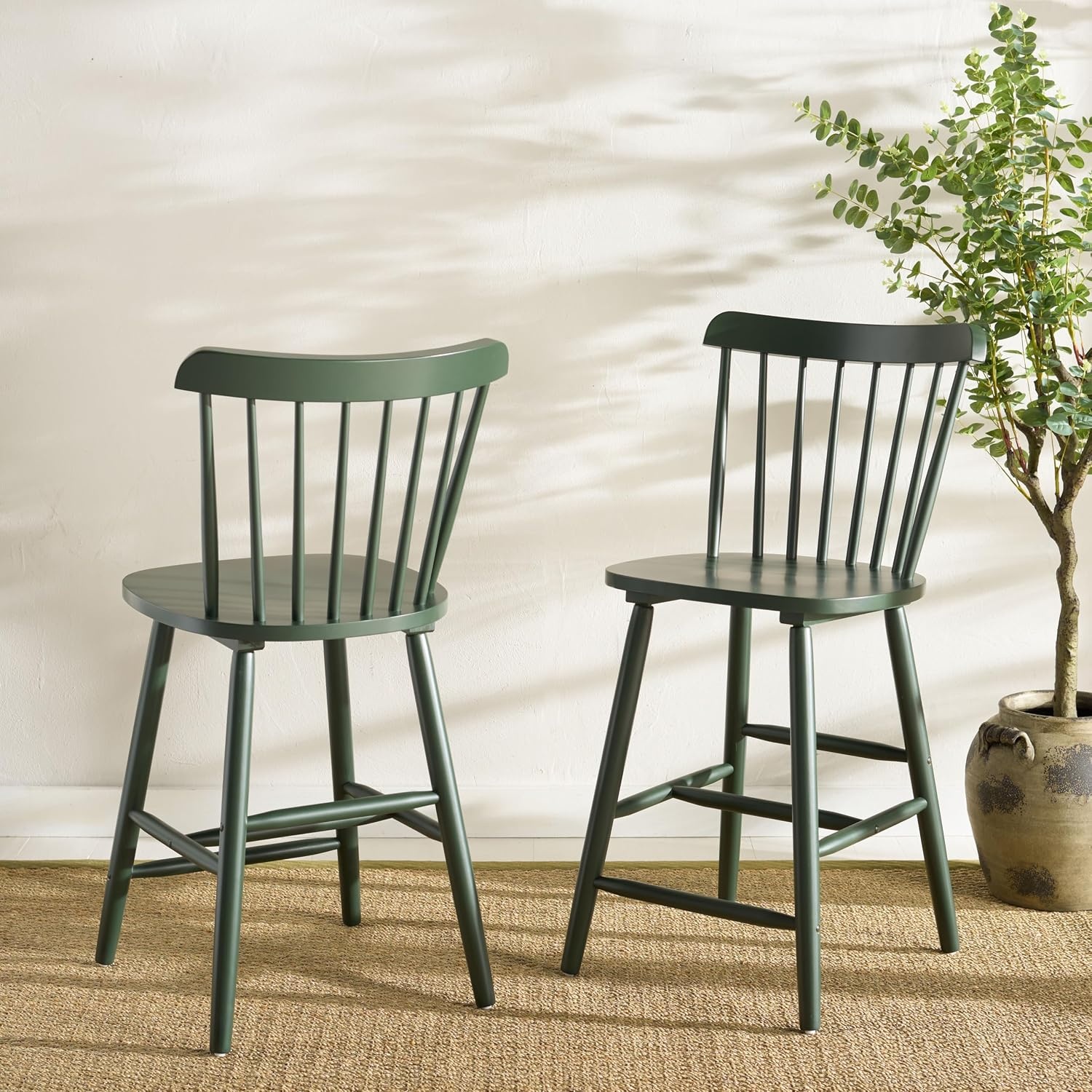 image:imageSafavieh Home Collection Galena Spindle Back Natural Counter 24inch Stool Set of 2Garden Green