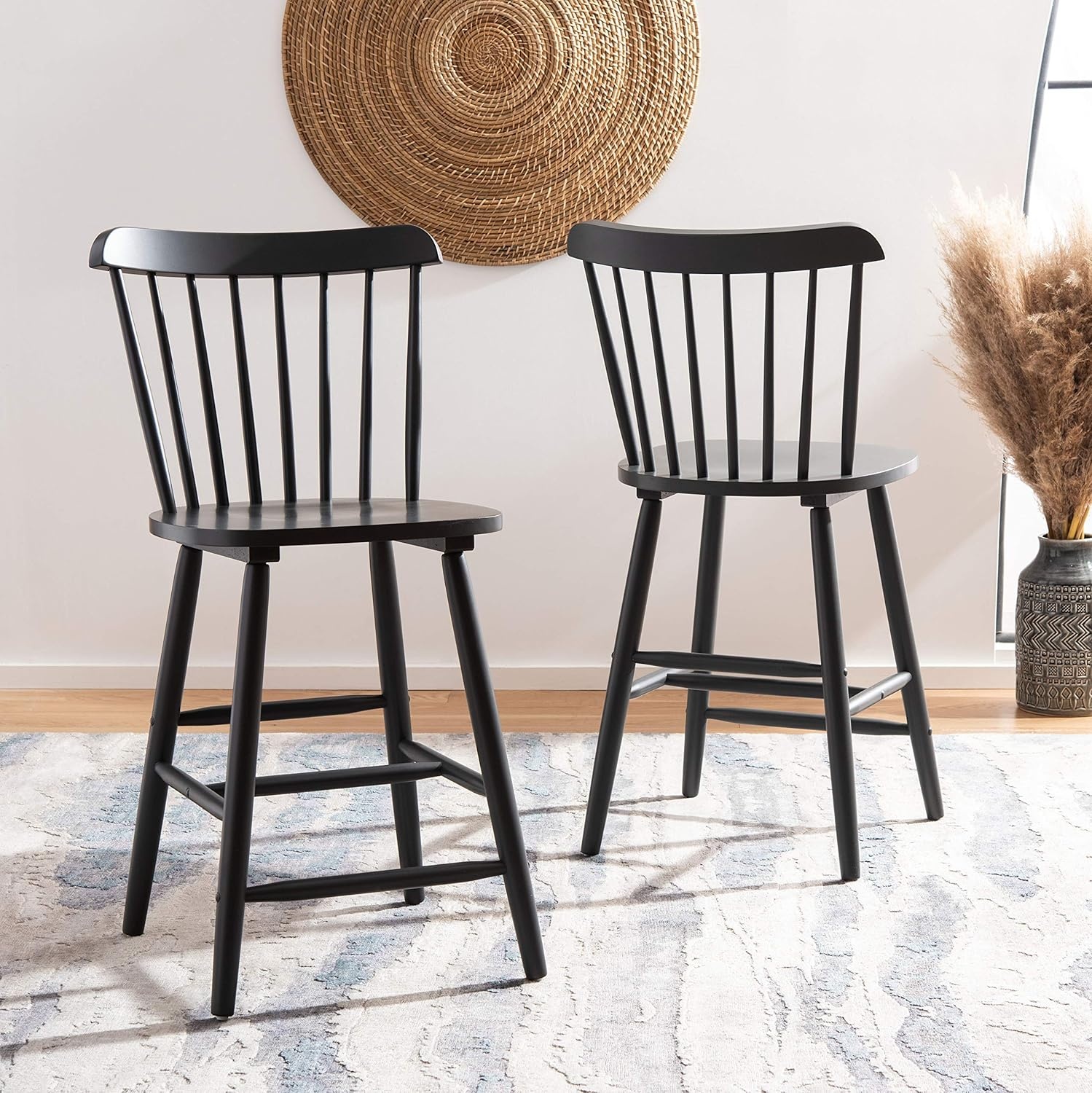 image:imageSafavieh Home Collection Galena Spindle Back Natural Counter 24inch Stool Set of 2Grey