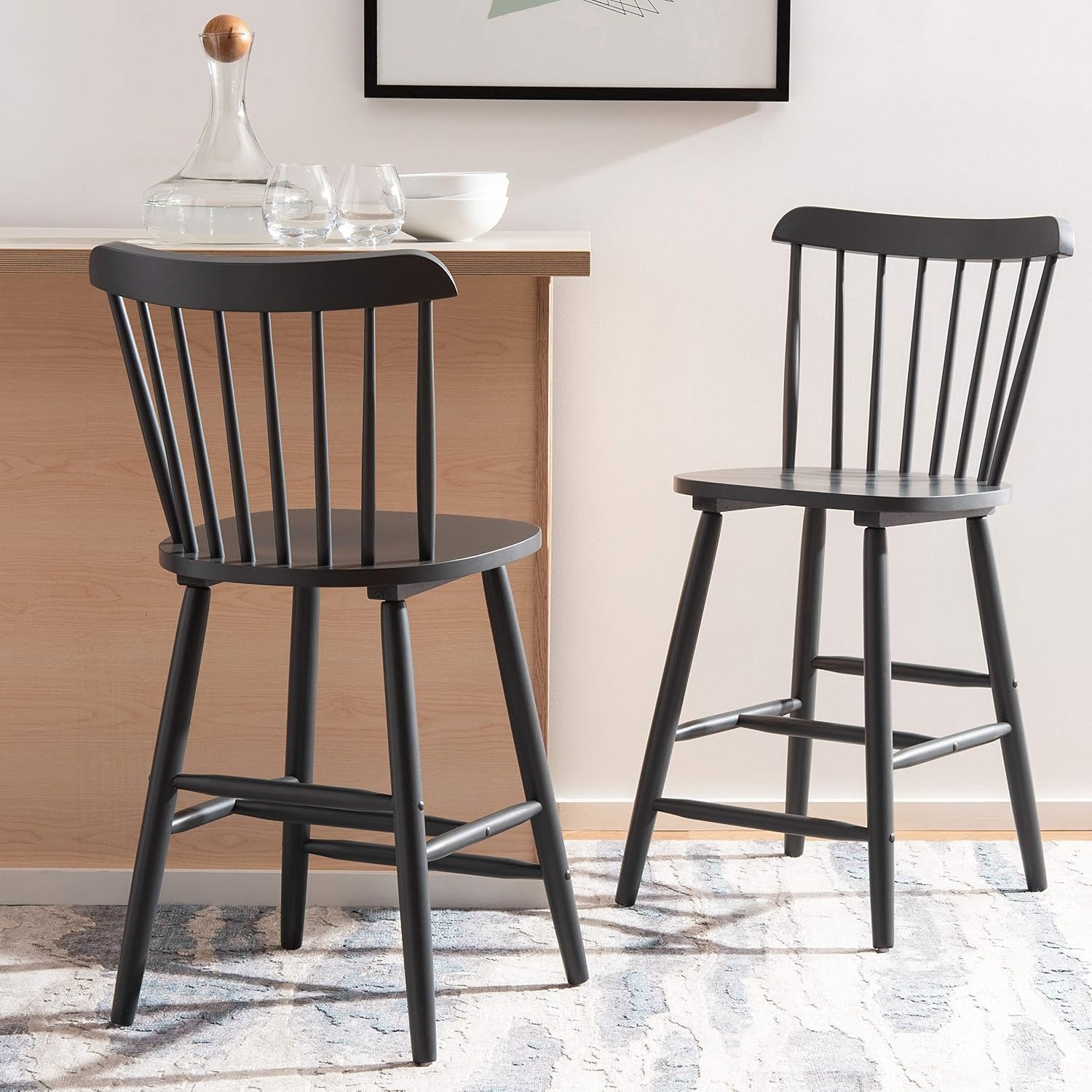 image:imageSafavieh Home Collection Galena Spindle Back Natural Counter 24inch Stool Set of 2Grey