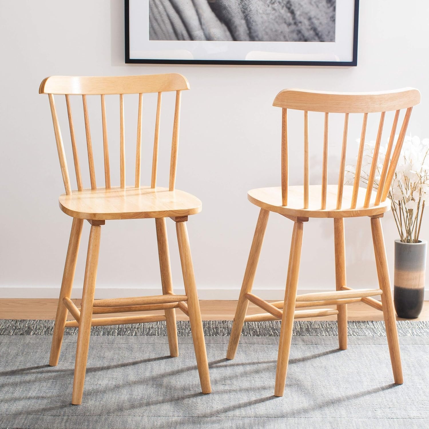 image:imageSafavieh Home Collection Galena Spindle Back Natural Counter 24inch Stool Set of 2Natural