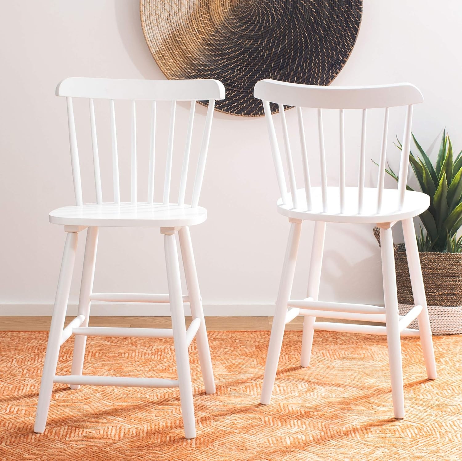 image:imageSafavieh Home Collection Galena Spindle Back Natural Counter 24inch Stool Set of 2White