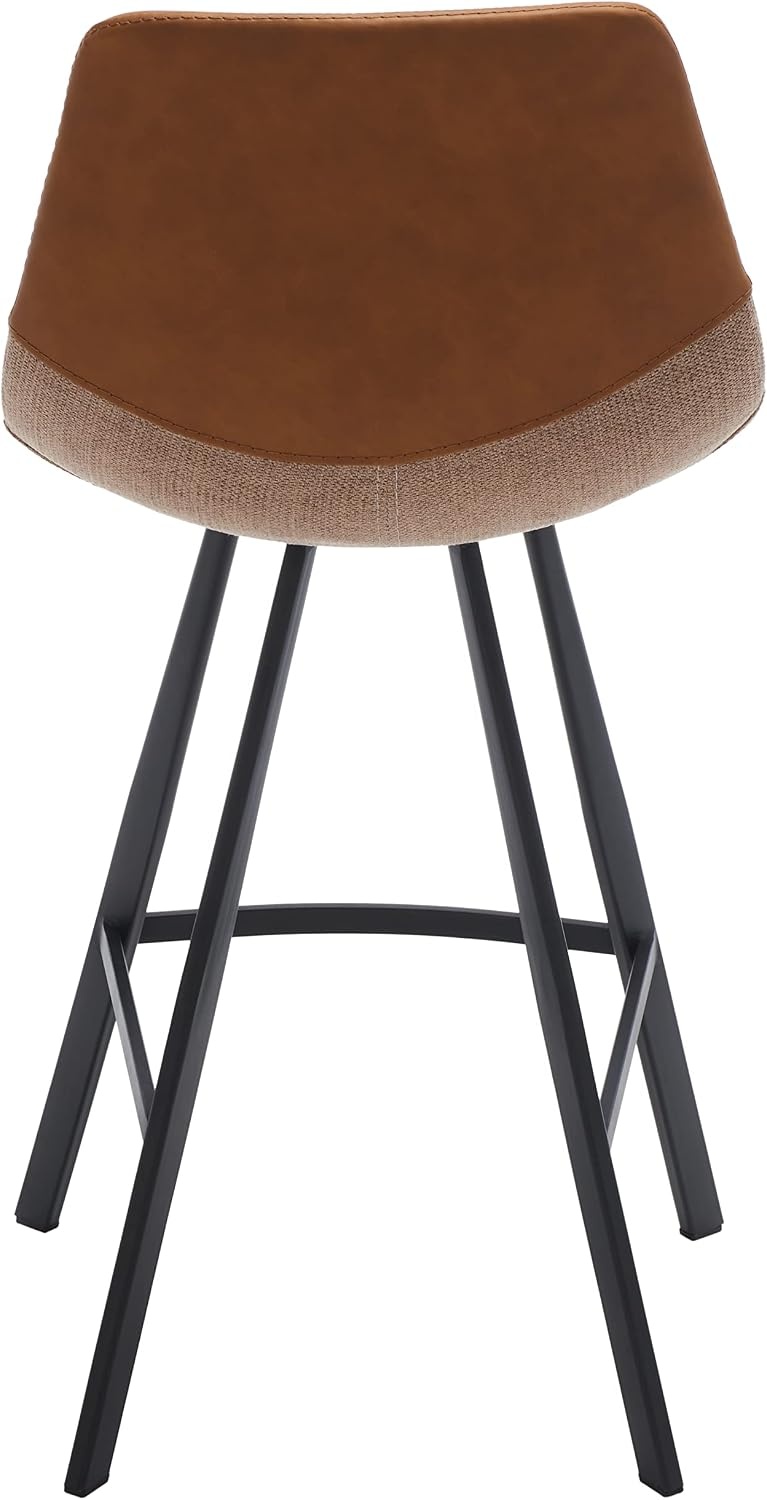 image:imageSafavieh Home Collection Granger Cognac Brown Faux LeatherBlack 26inch Counter StoolCognacBlack