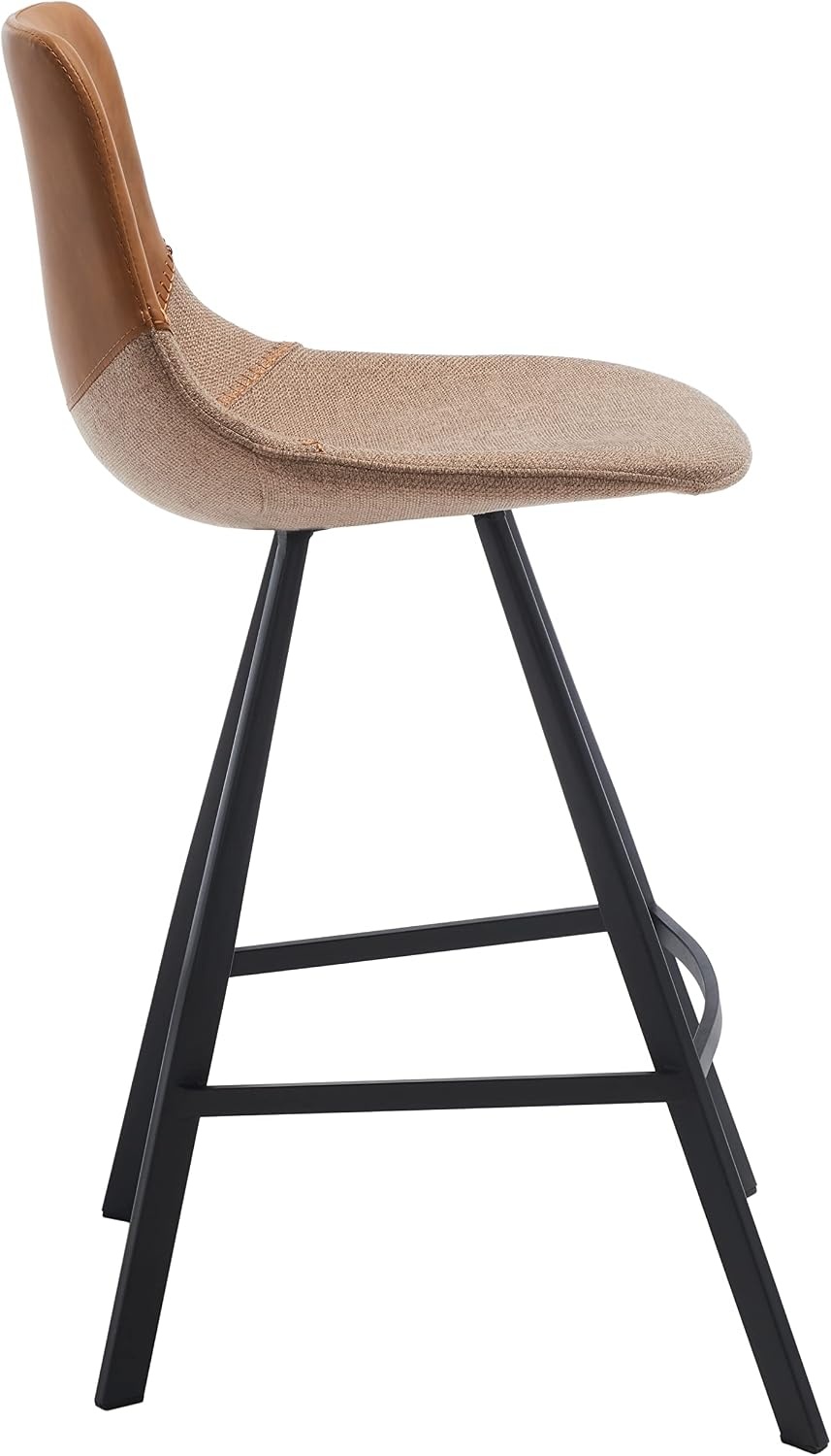 image:imageSafavieh Home Collection Granger Cognac Brown Faux LeatherBlack 26inch Counter StoolCognacBlack
