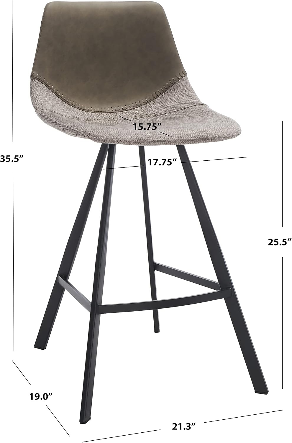 image:imageSafavieh Home Collection Granger Cognac Brown Faux LeatherBlack 26inch Counter StoolGreyBlack