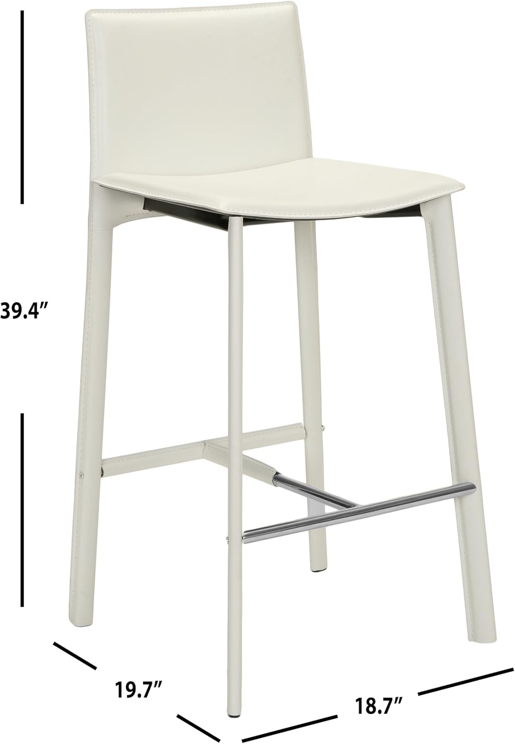image:imageSafavieh Home Collection Janet MidCentury White Leather 30inch Bar Stool Set of 2White