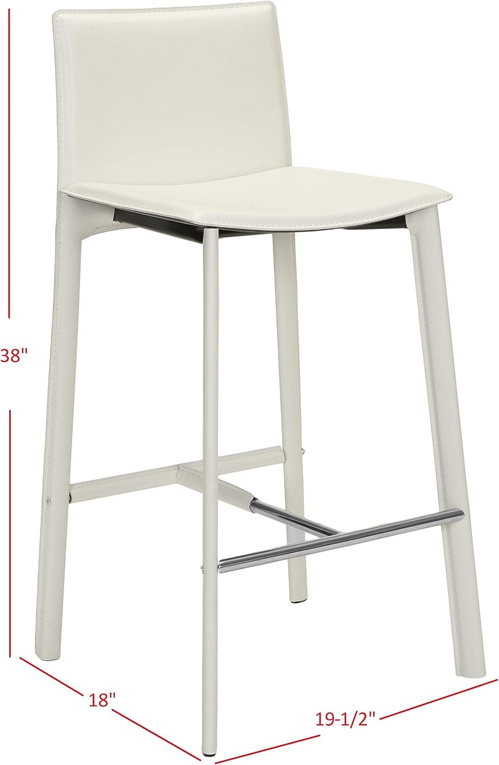 image:imageSafavieh Home Collection Janet MidCentury White Leather 30inch Bar Stool Set of 2White