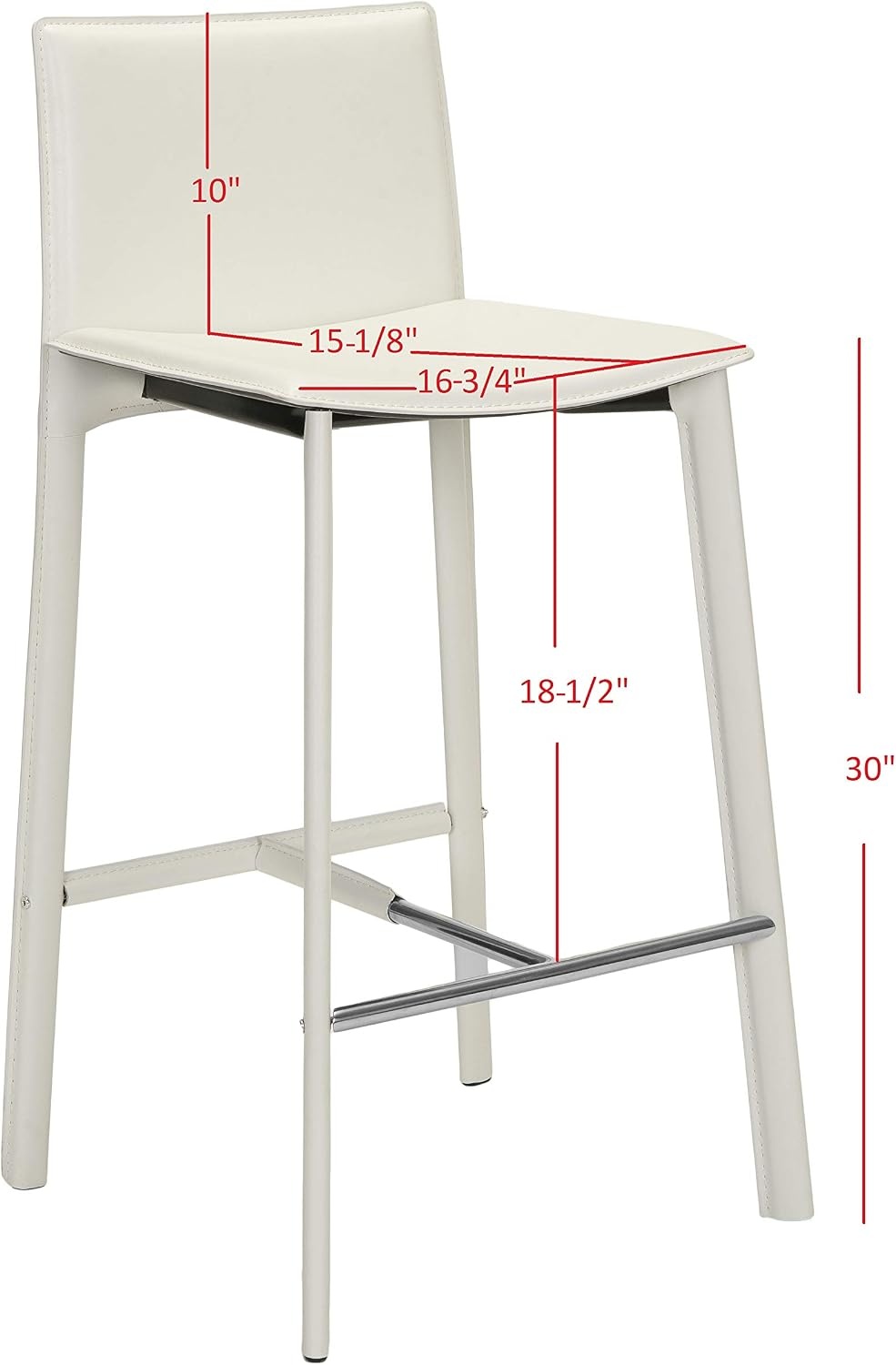 image:imageSafavieh Home Collection Janet MidCentury White Leather 30inch Bar Stool Set of 2White