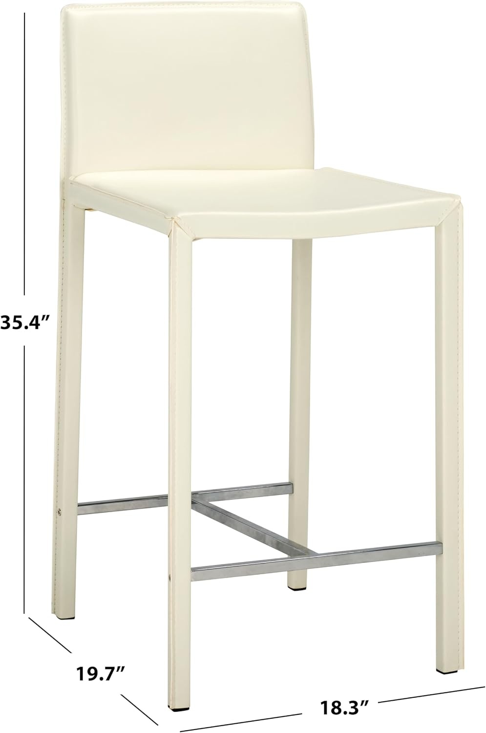image:imageSafavieh Home Collection Jason White Leather 24inch Counter StoolWhite