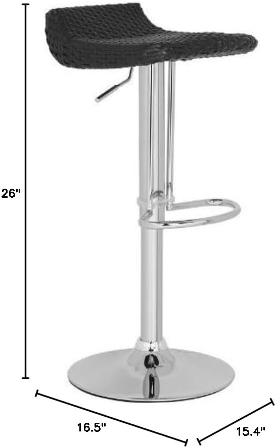 image:imageSafavieh Home Collection Juji Wicker Black Adjustable Swivel Gas Lift 24325inch Bar StoolBlack