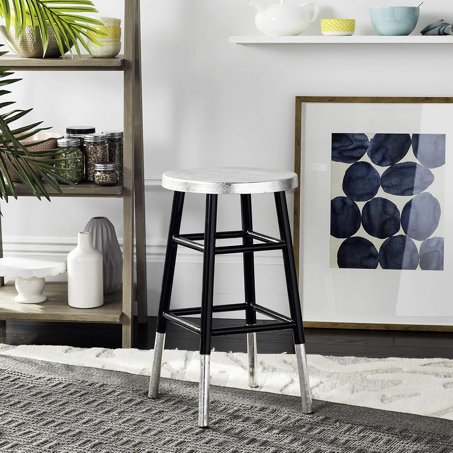 image:imageSafavieh Home Collection Kenzie Grey and Silver 24inch Counter StoolBlack Silver