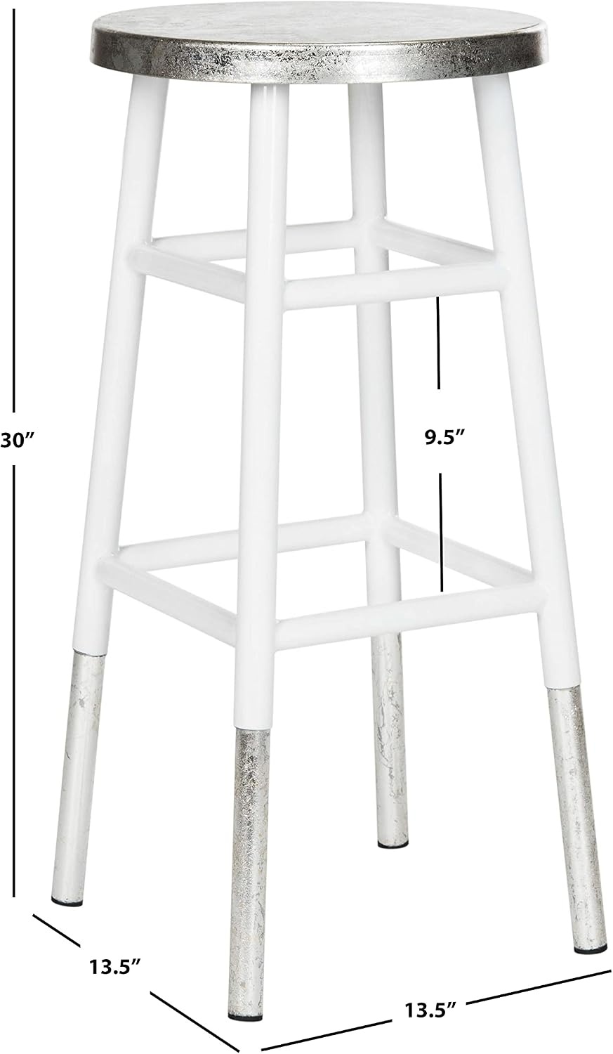 image:imageSafavieh Home Collection Kenzie White and Silver 30inch Bar StoolWhite Silver