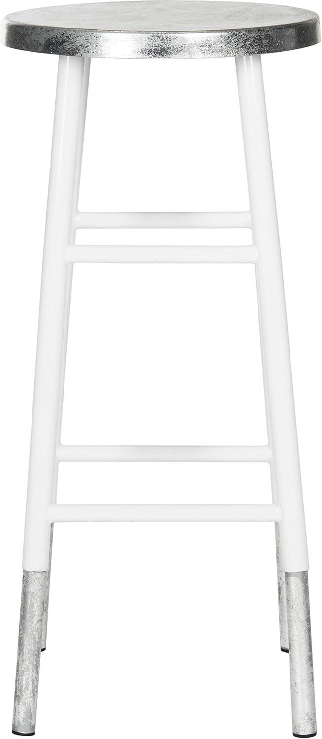 image:imageSafavieh Home Collection Kenzie White and Silver 30inch Bar StoolWhite Silver