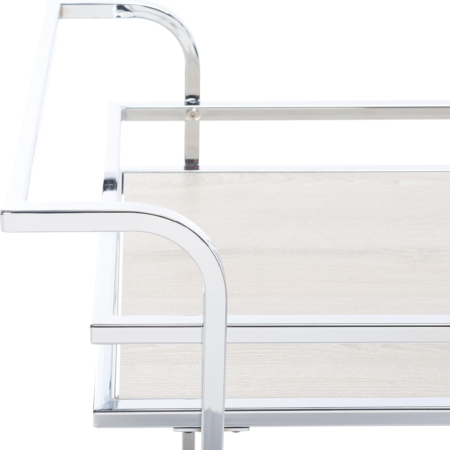 image:imageSafavieh Home Collection Lameris Matte ChromeGrey 2Tier Bart Cart with HandleChromeGrey