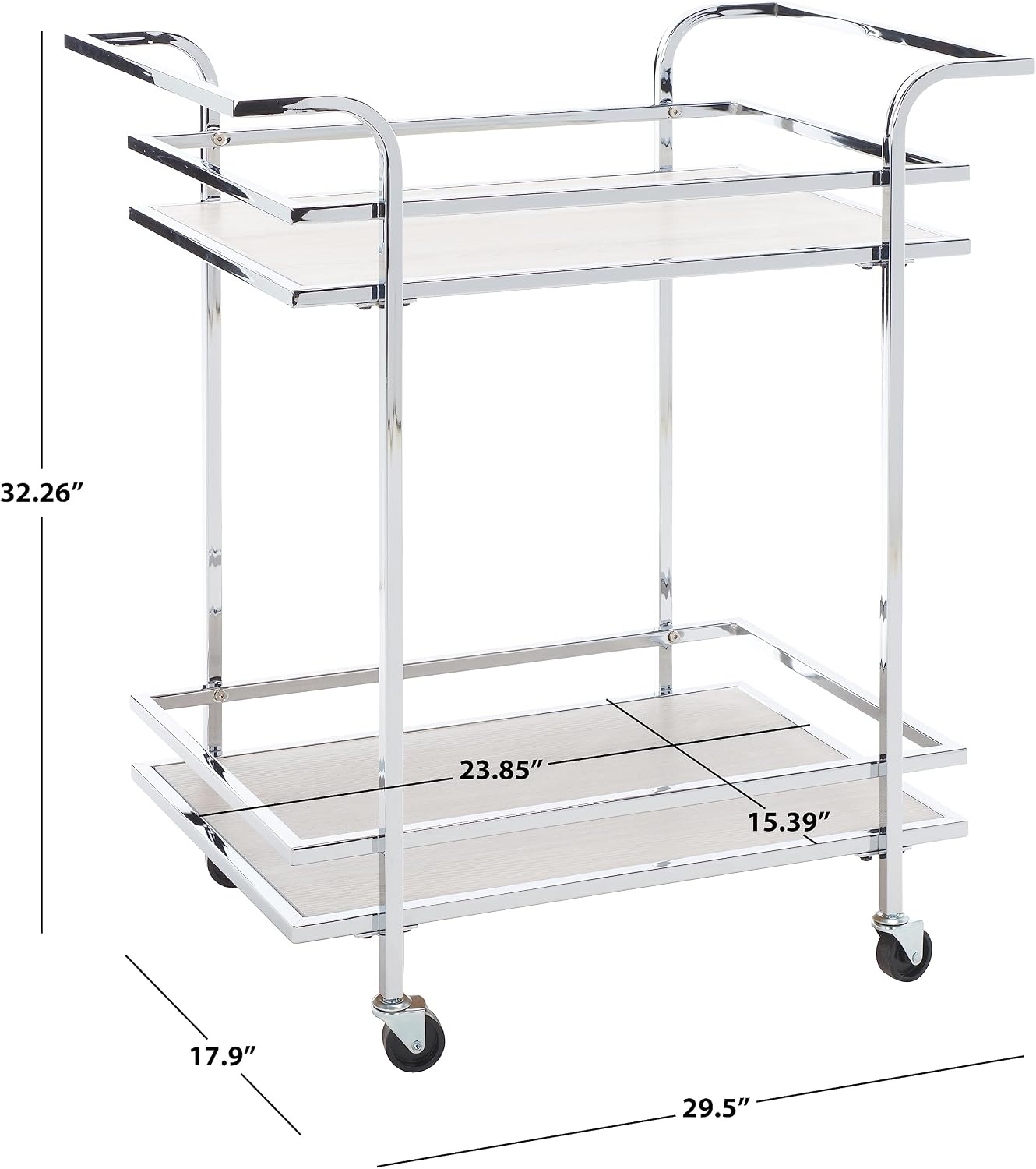 image:imageSafavieh Home Collection Lameris Matte ChromeGrey 2Tier Bart Cart with HandleChromeGrey