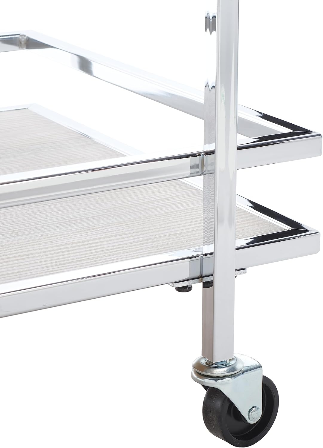 image:imageSafavieh Home Collection Lameris Matte ChromeGrey 2Tier Bart Cart with HandleChromeGrey