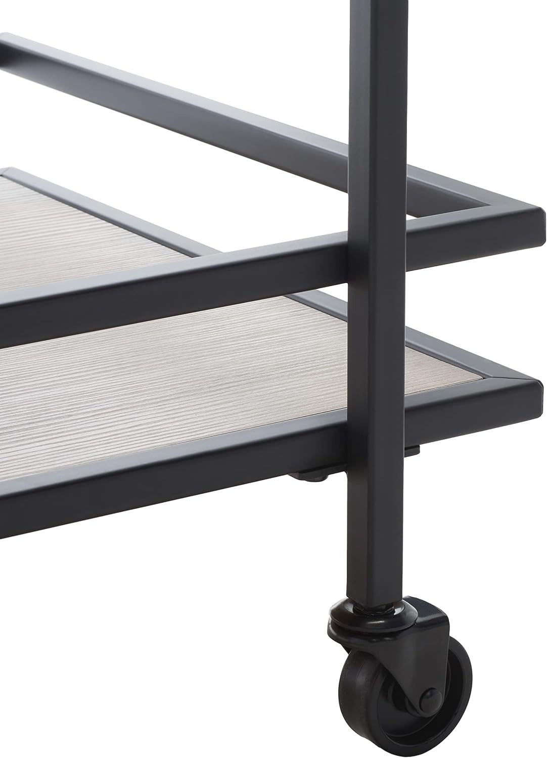 image:imageSafavieh Home Collection Lameris Matte ChromeGrey 2Tier Bart Cart with HandleMatte BlackGrey