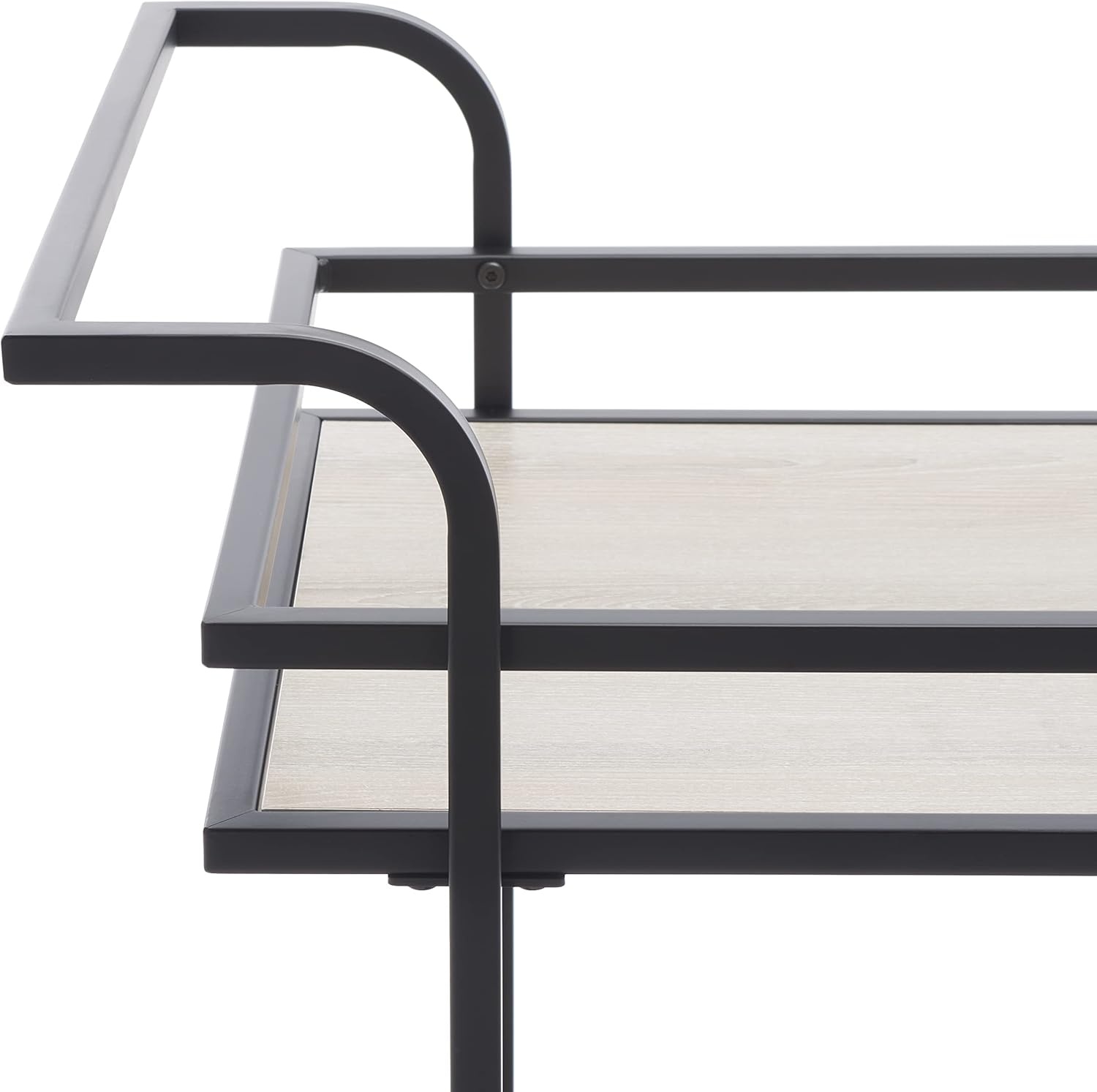 image:imageSafavieh Home Collection Lameris Matte ChromeGrey 2Tier Bart Cart with HandleMatte BlackGrey