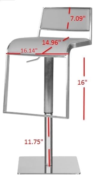 image:imageSafavieh Home Collection Natania Grey Leather Adjustable Gas Lift 287386inch Bar StoolGrey
