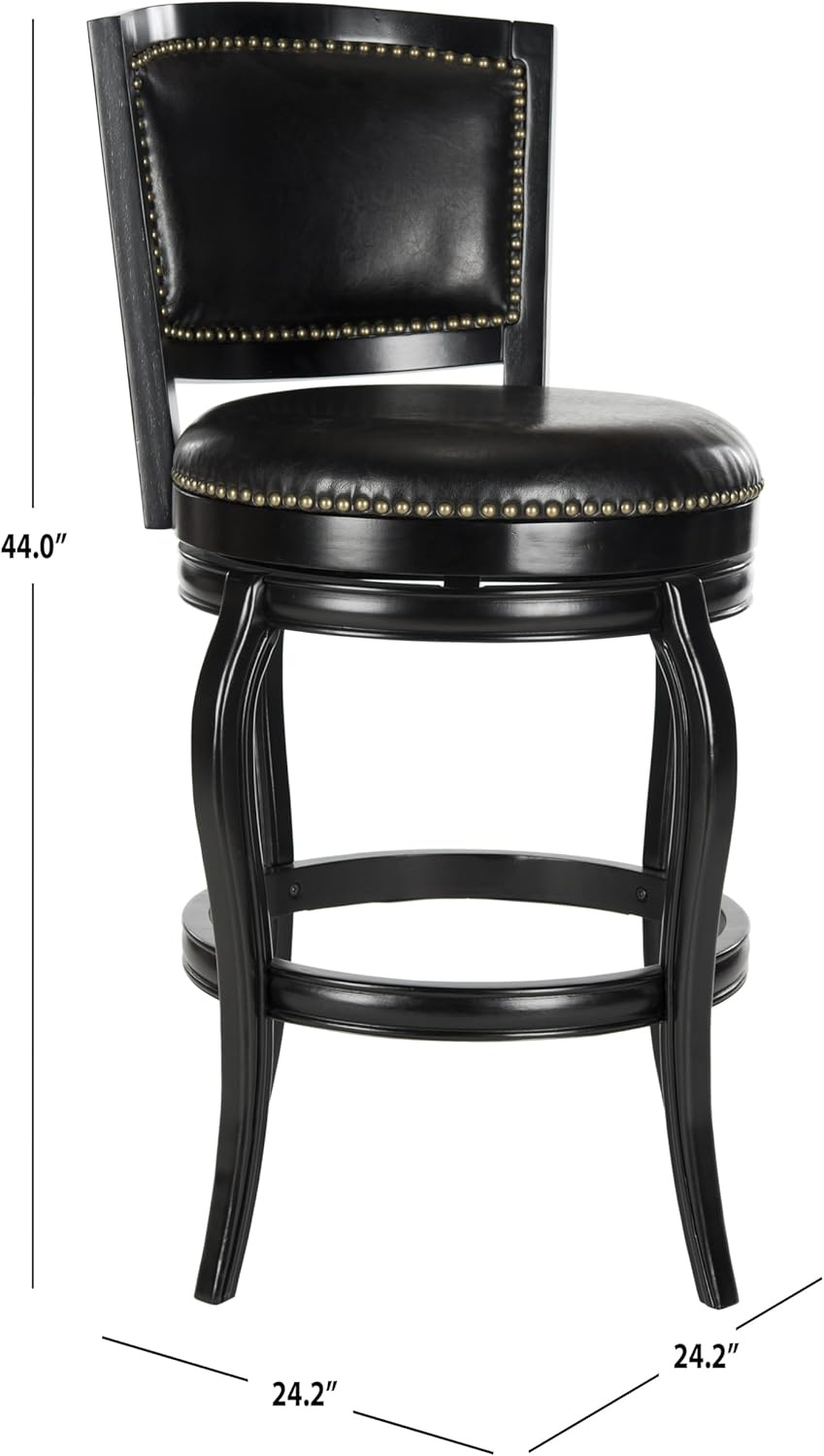 image:imageSafavieh Home Collection Pasquale Walnut 29inch Bar StoolBlack