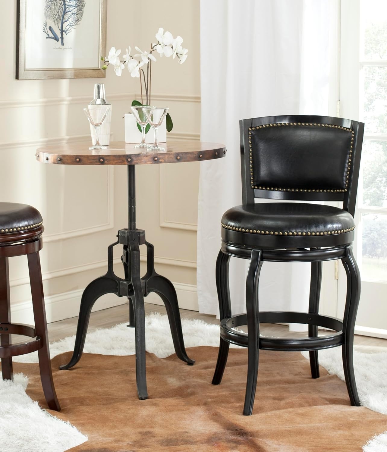 image:imageSafavieh Home Collection Pasquale Walnut 29inch Bar StoolBlack