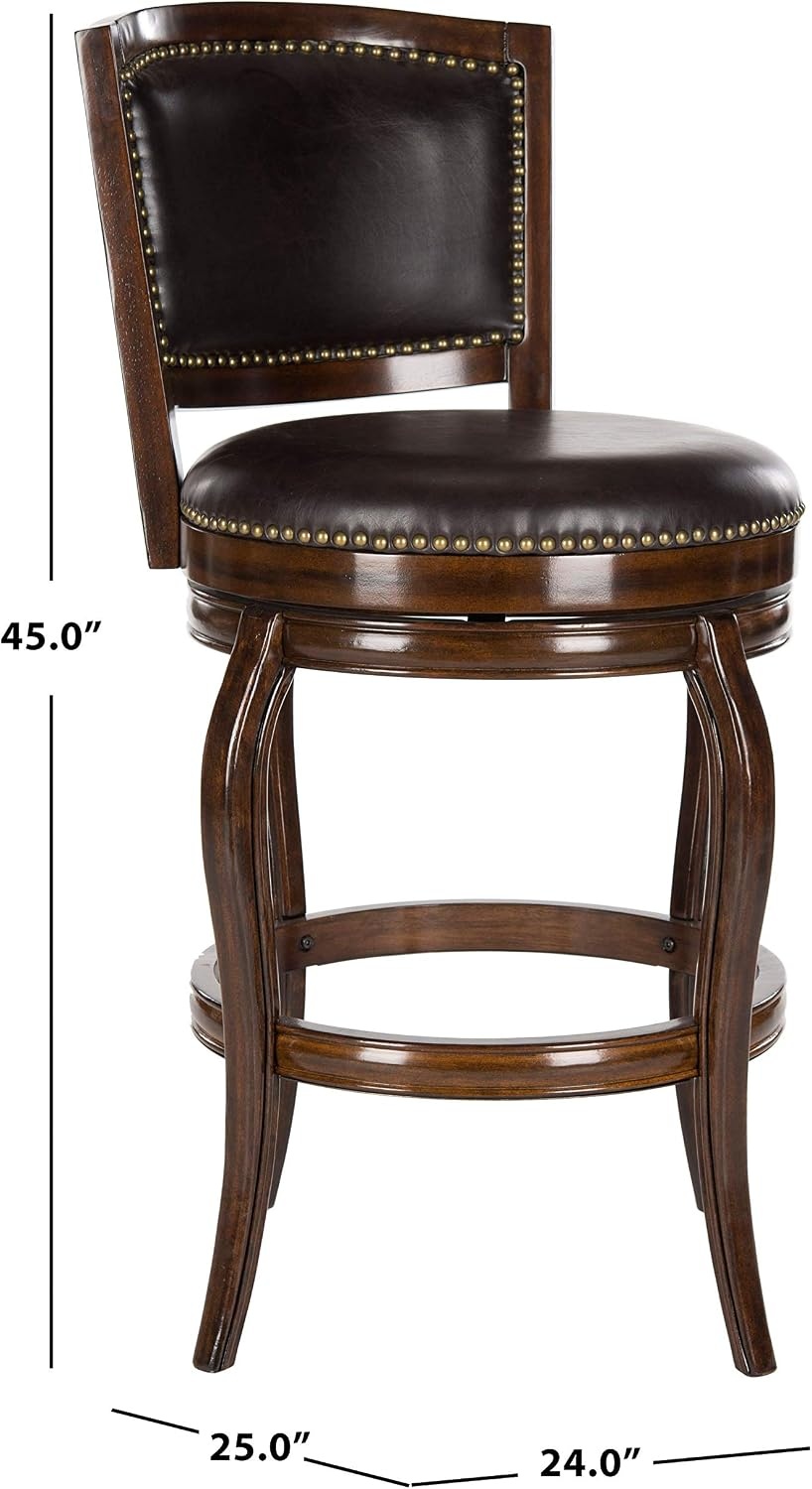 image:imageSafavieh Home Collection Pasquale Walnut 29inch Bar StoolEspressoBrown