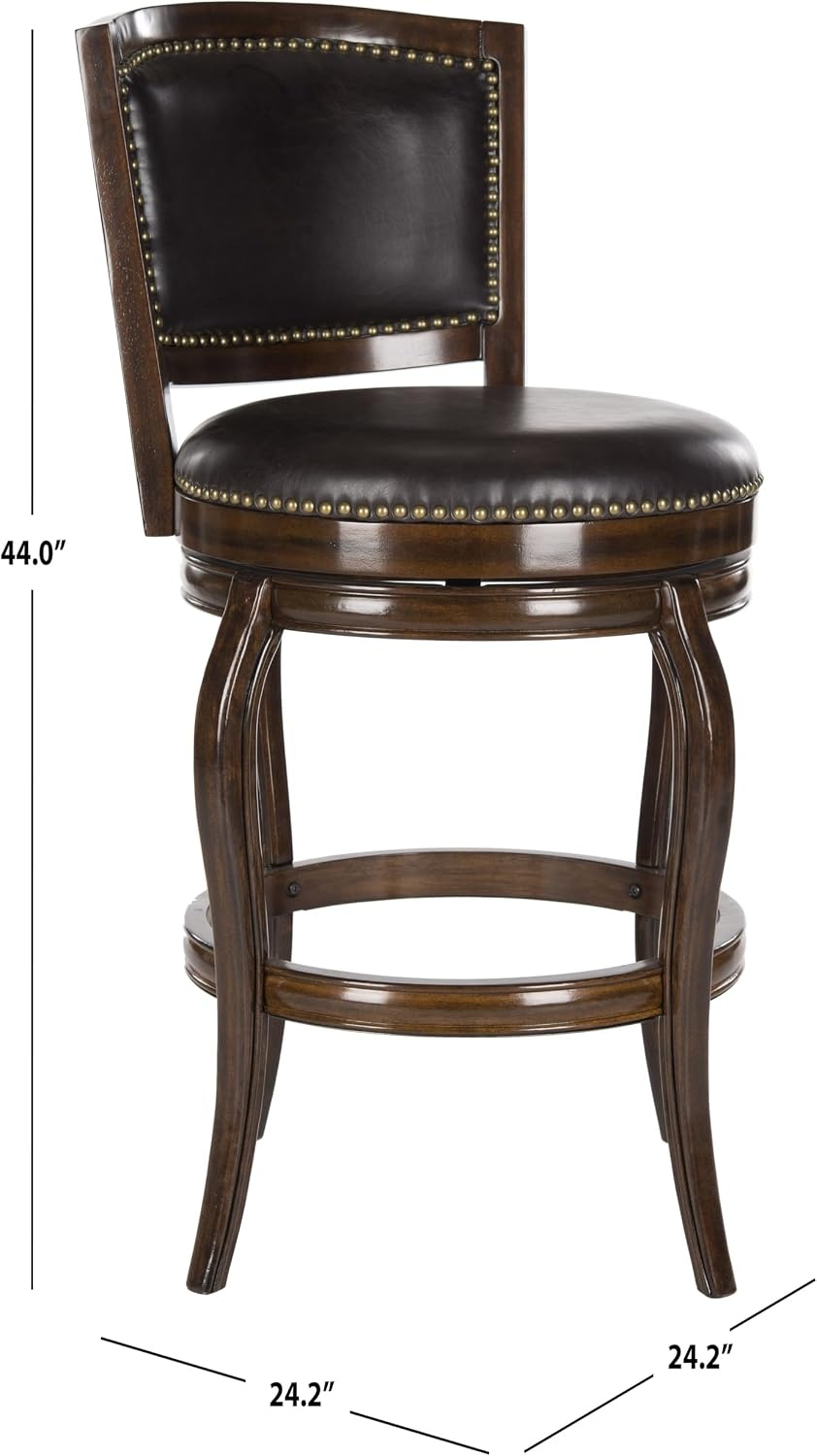 image:imageSafavieh Home Collection Pasquale Walnut 29inch Bar StoolEspressoBrown