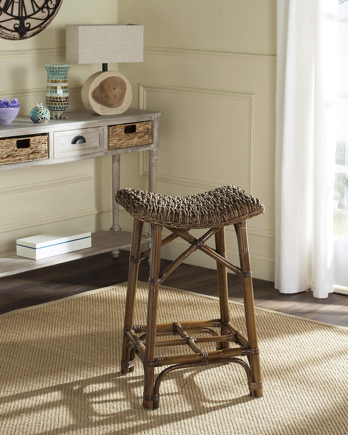 image:imageSafavieh Home Collection Ramiro Natural Brown Wicker Barstool