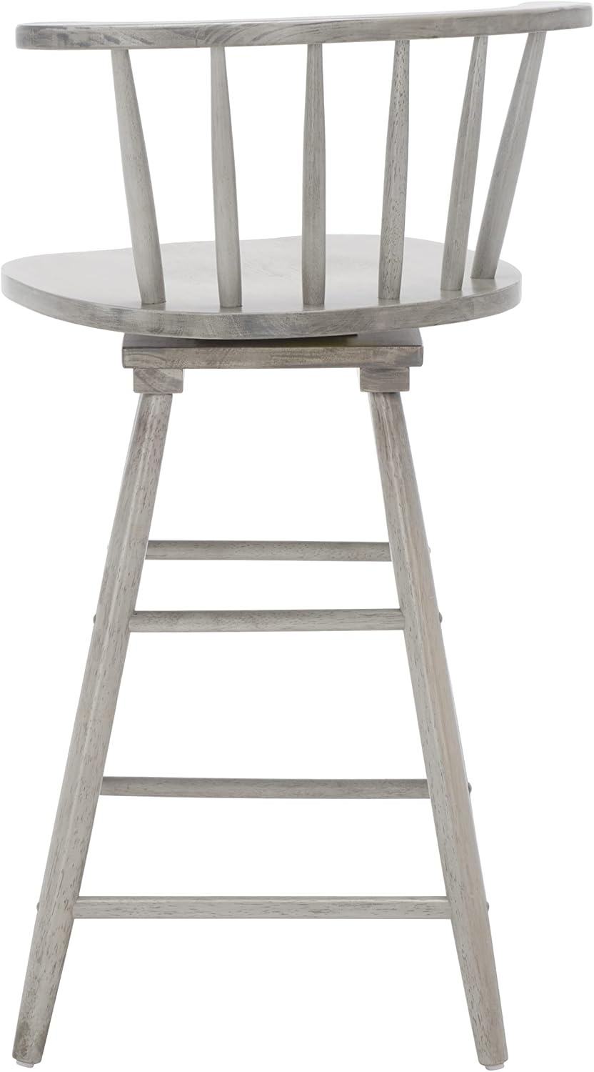 image:imageSafavieh Home Collection Ray Farmhouse Black Spindle Solid Wood 25inch Swivel Counter StoolGrey