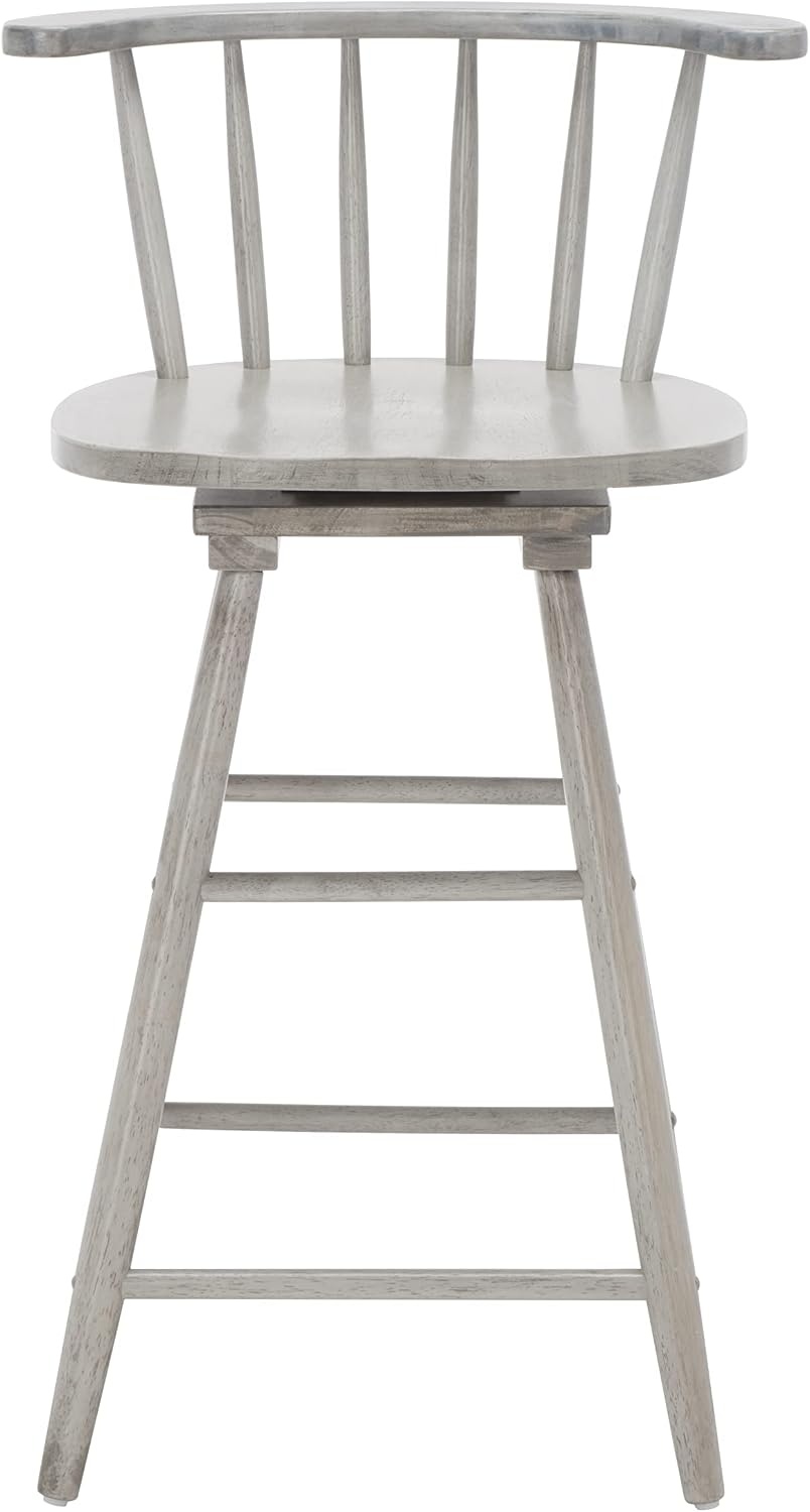 image:imageSafavieh Home Collection Ray Farmhouse Black Spindle Solid Wood 25inch Swivel Counter StoolGrey