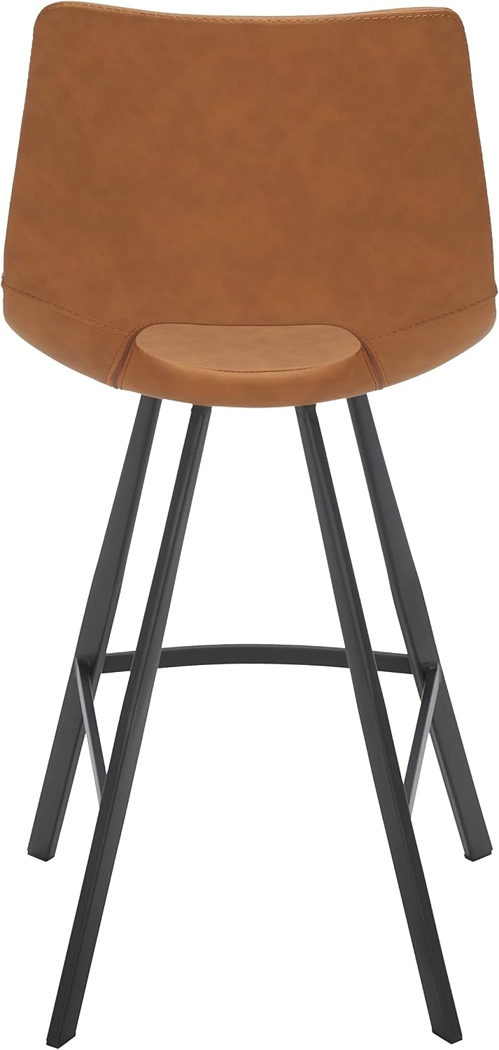 image:imageSafavieh Home Collection Raylee Cognac Brown Faux LeatherBlack 26inch Counter Stool