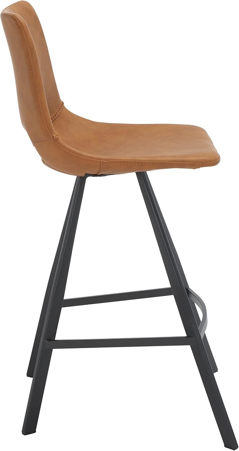 image:imageSafavieh Home Collection Raylee Cognac Brown Faux LeatherBlack 26inch Counter Stool