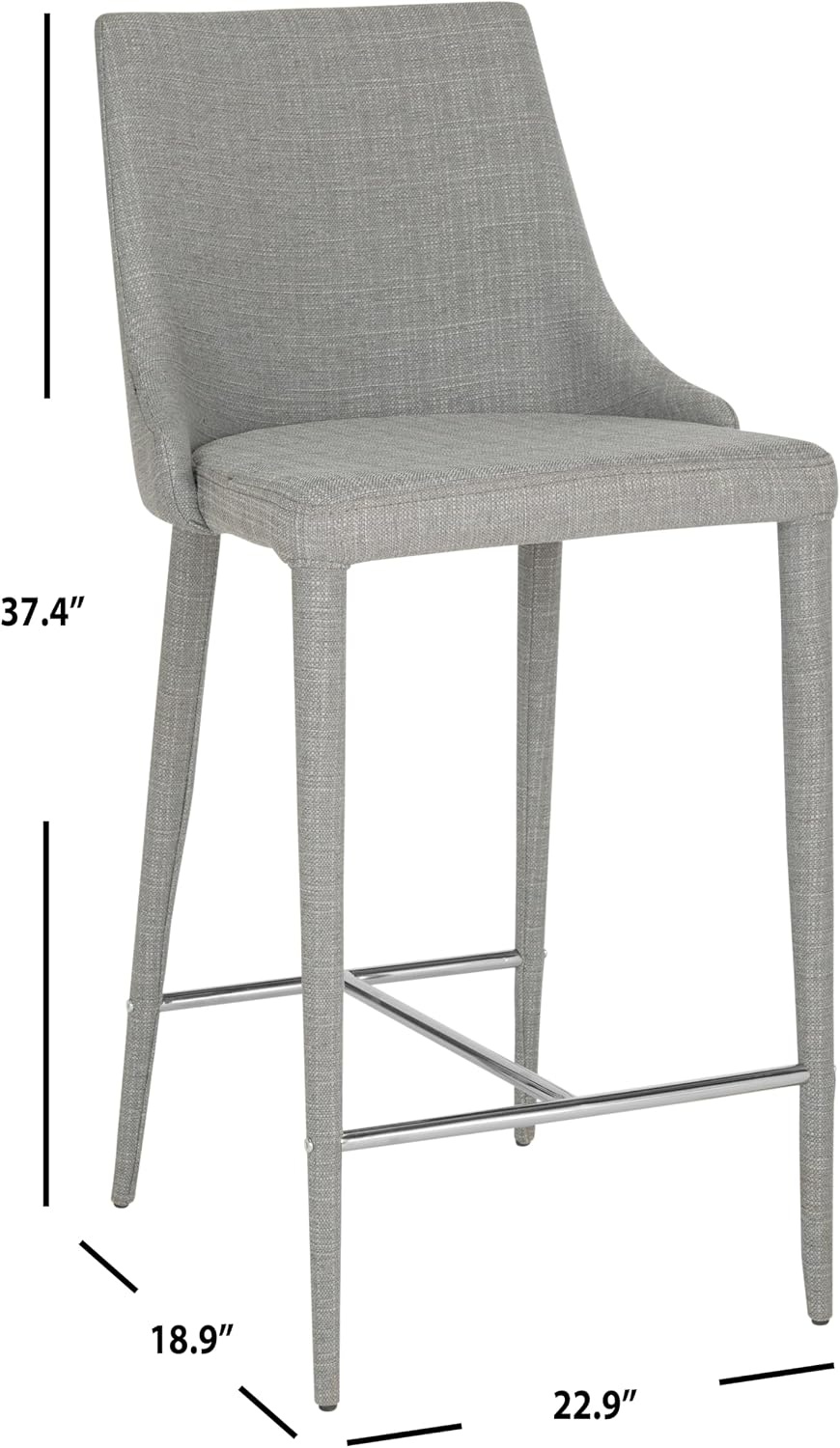image:imageSafavieh Home Collection Summerset MidCentury Modern White Counter StoolGrey Linen