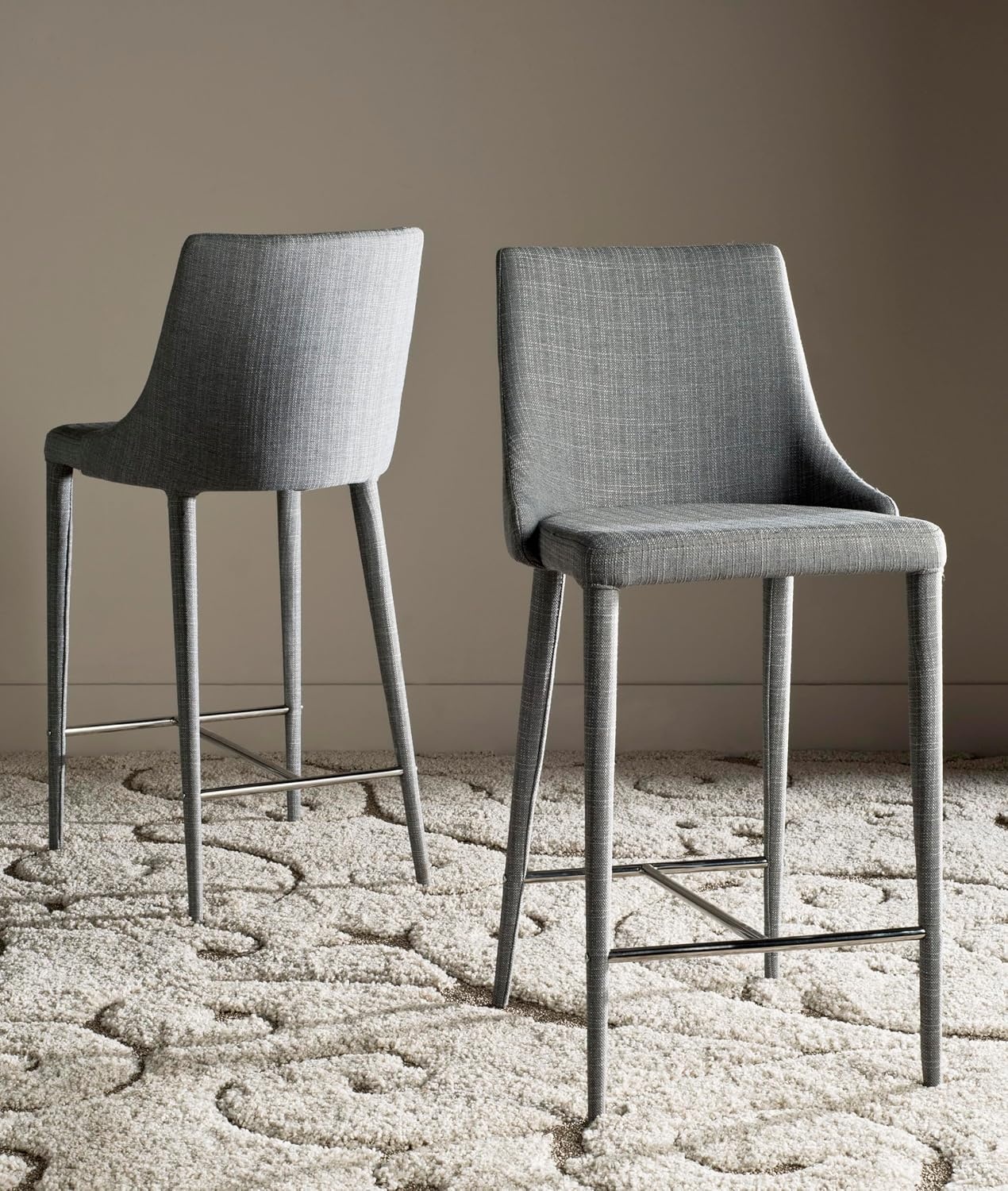image:imageSafavieh Home Collection Summerset MidCentury Modern White Counter StoolGrey Linen