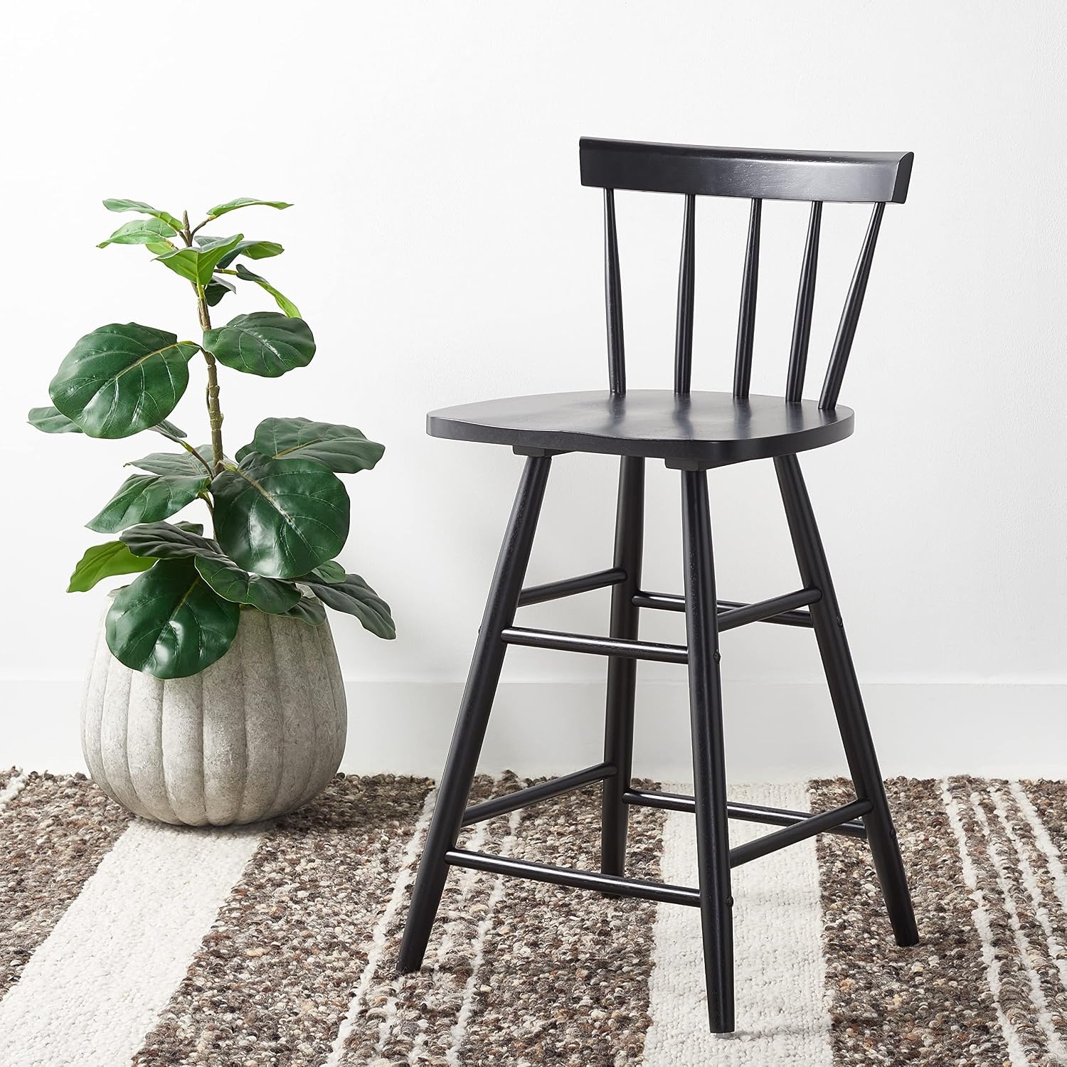 image:imageSafavieh Home Collection Tally Farmhouse Black Spindle Solid Wood 25inch Counter StoolBlack