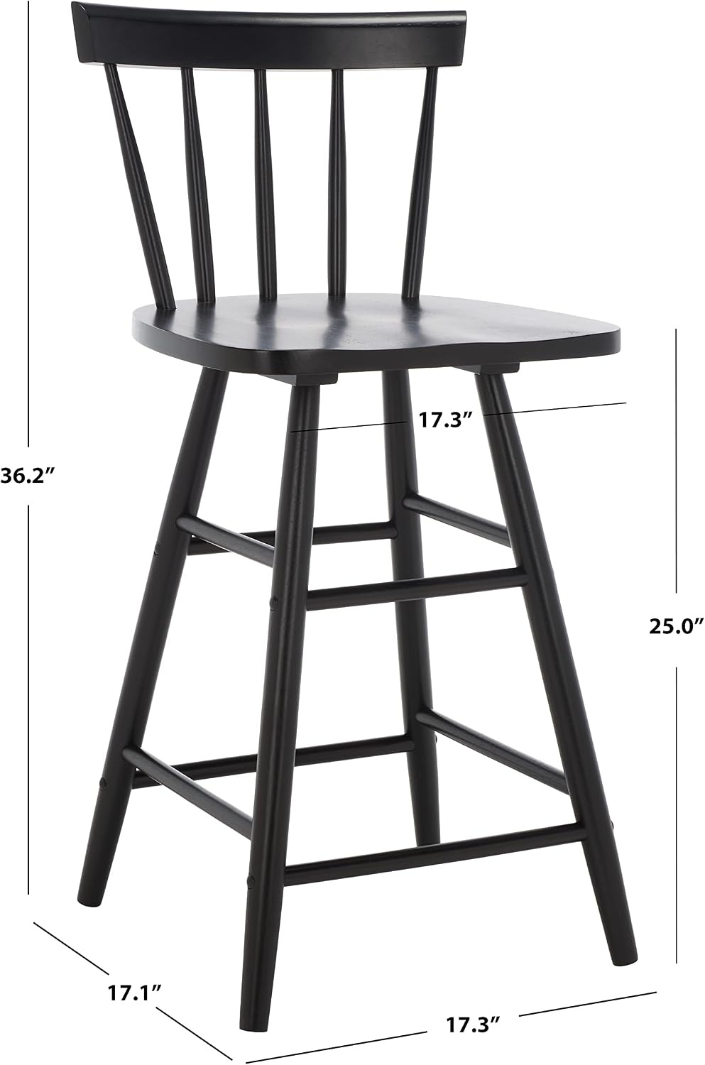 image:imageSafavieh Home Collection Tally Farmhouse Black Spindle Solid Wood 25inch Counter StoolBlack