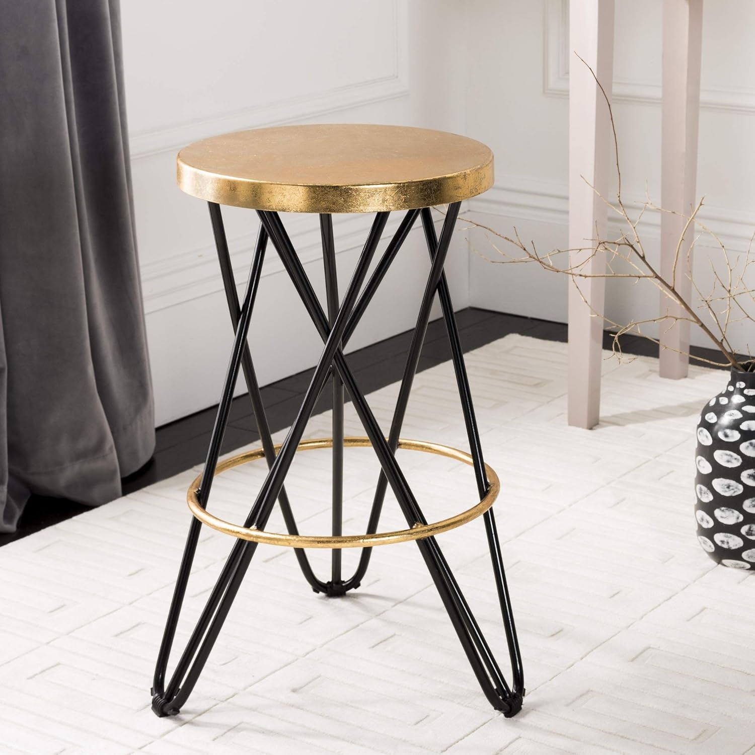 image:imageSafavieh Lorna Counter Bar Stool BlackGoldBlack Gold